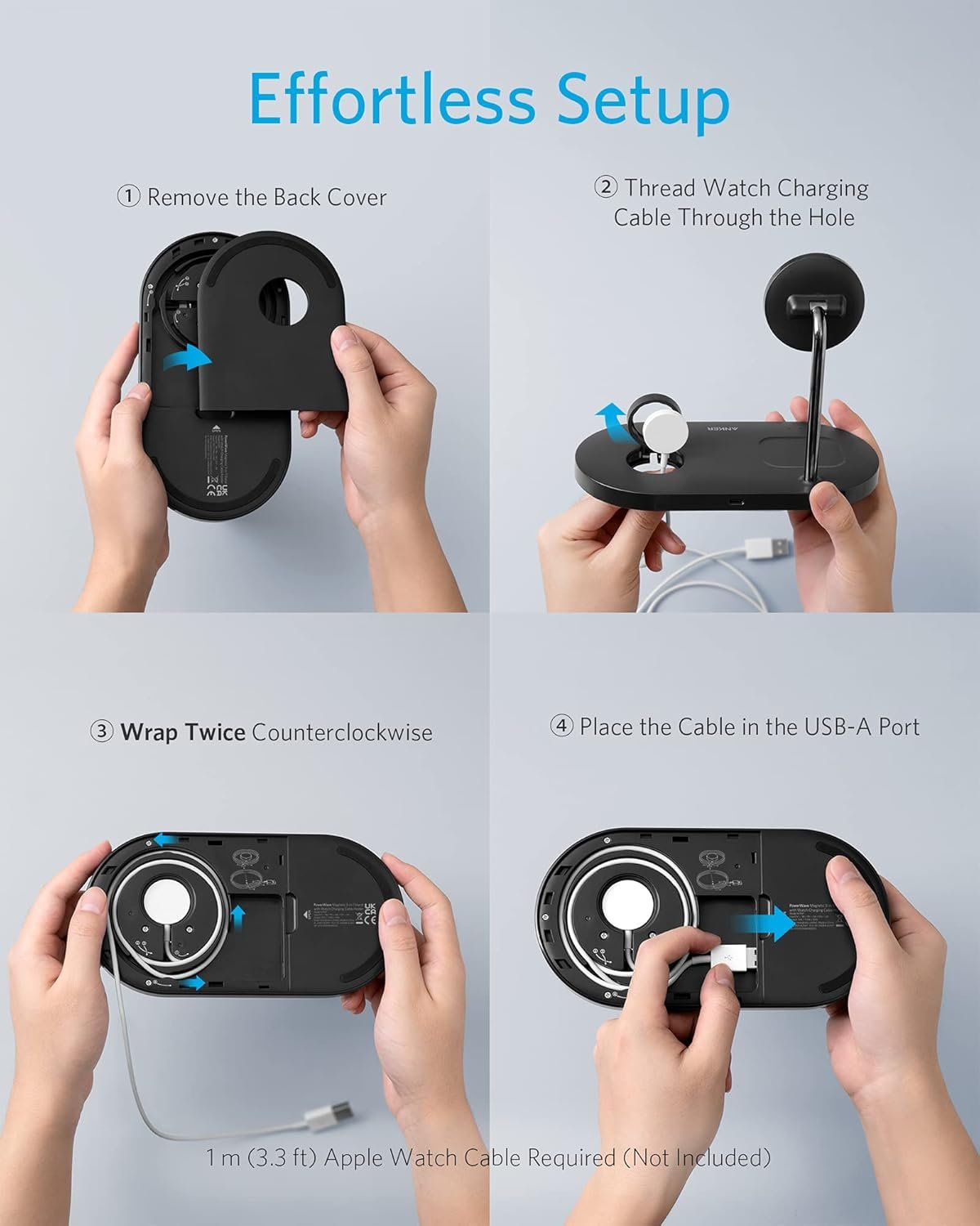 Anker Wireless Charging Station & 20W Charger, 533 Magnetic Wireless Charger (3-in-1 Stand), 5ft USB-C Cable, For iPhone 14 Series, AirPods 3/2/Pro, Apple Watch 1-6 (Watch Cable Not Included) - Image 7