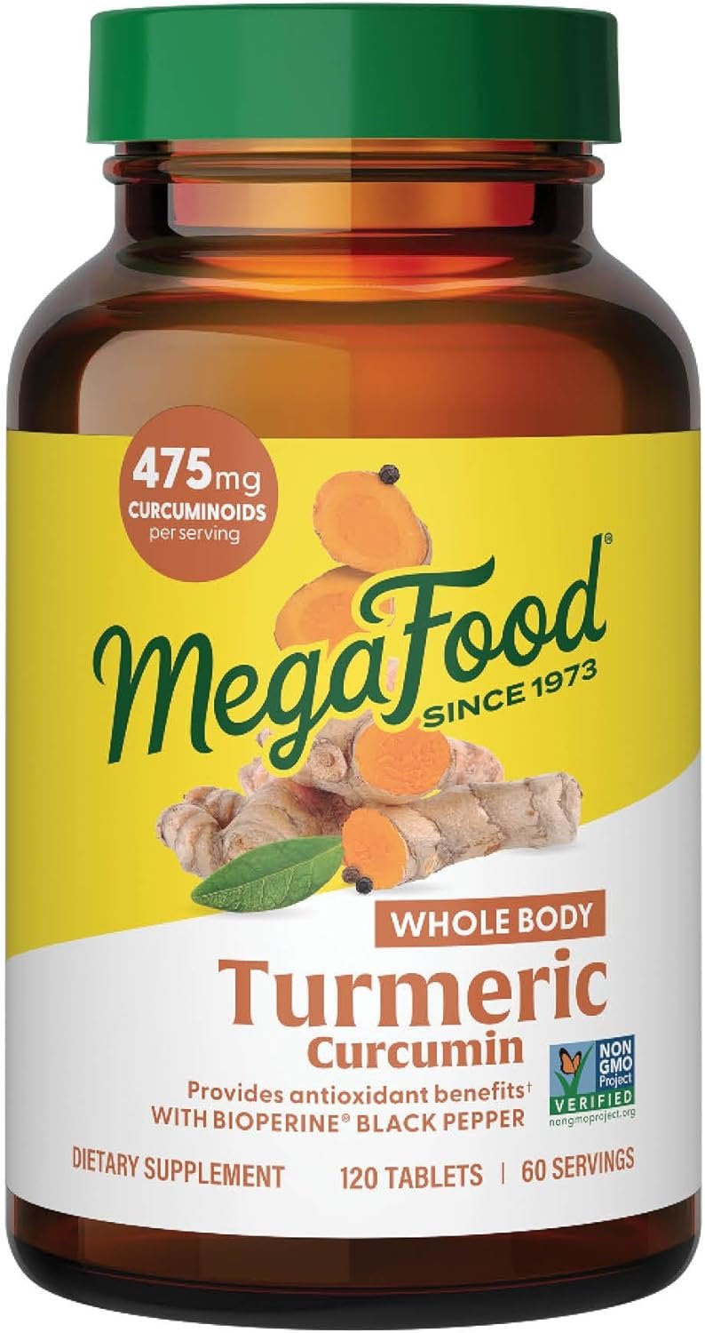 MegaFood Turmeric Curcumin Extra Strength - Whole Body - Turmeric Curcumin with Black Pepper- 475mg Curcuminoids - Holy Basil, Tart Cherry - Made Without 9 Food Allergens - 120 Tabs (60 Servings) - Image 2