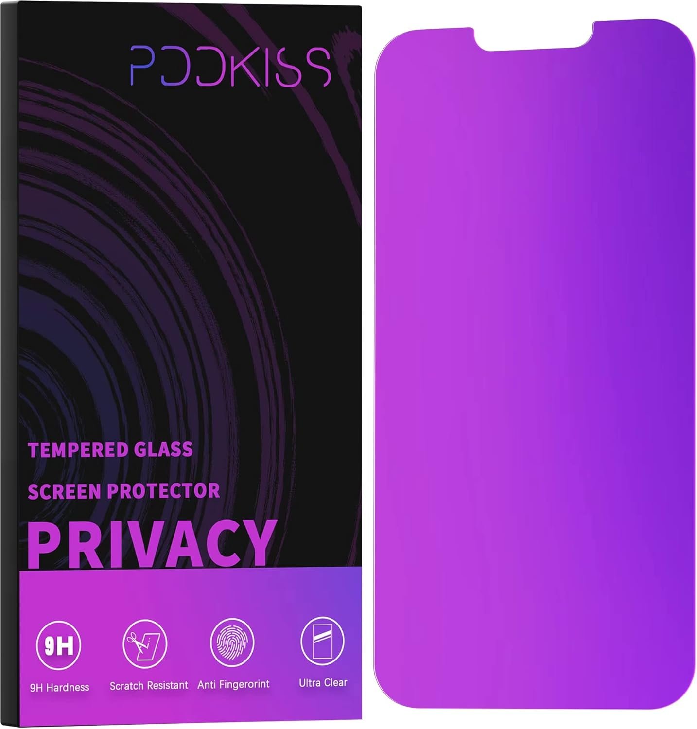 Compatible for iPhone 12/iPhone 12 Pro Privacy Screen Protector 6.1 Inch, Purple Gradient Colorful Anti Spy Anti Blue Light HD Screen Protector Tempered Glass Easy Installation - Image 2