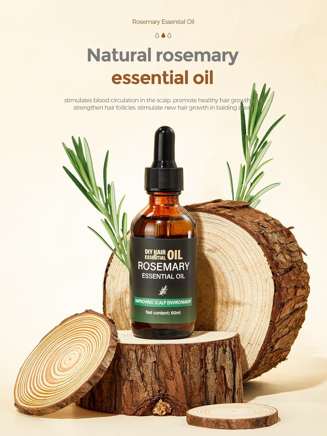 Rosemary Essential Oil for hair, Natural Rosemary Oil for Hair Growth,Hair Care,Hair Oiling,Nourishes The Scalp,Hair Growth Serum For Diffuser & Cleansing Dry Scalp Care (2 Fl Oz) with Glass Dropper - Image 6