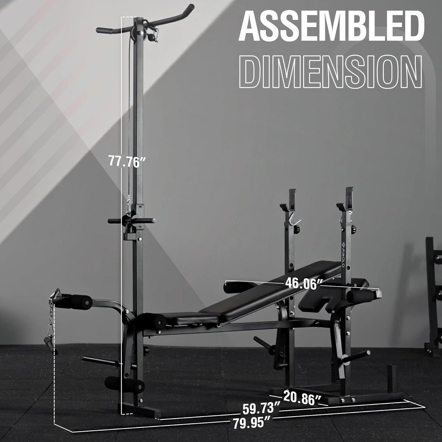 Mikolo 8 in 1 Olympic Weight Bench Set with Leg Extension and Leg Curl, Multi-Function Bench Press Set with Preacher Curl Pad and Chest Fly, Full-Body Strength Training Equipment - Image 9