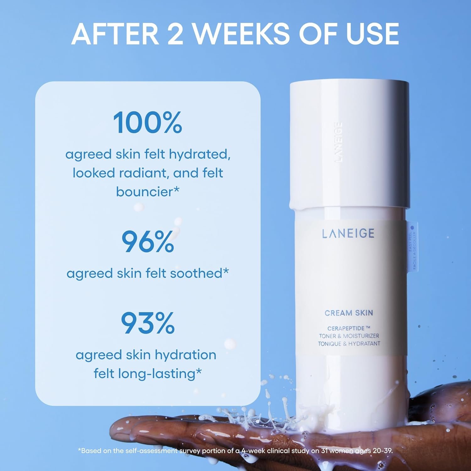 LANEIGE Cream Skin Refillable Toner & Moisturizer with Ceramides and Peptides: Korean Milky Toner, Amino Acid, Nourish, Hydrate, Barrier-Boosting, Visibly Firm - Image 6