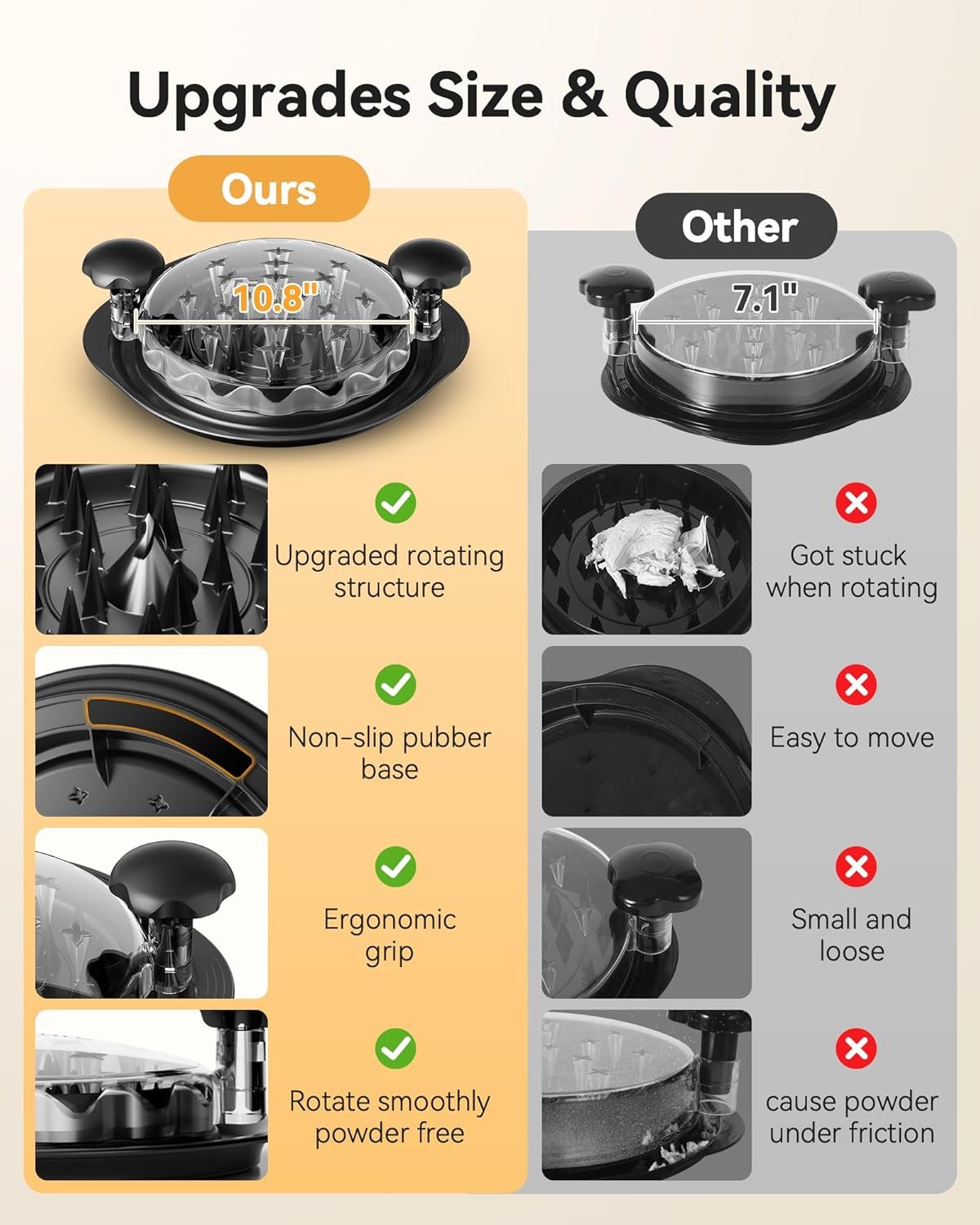 Chicken Shredder, 10.8" Visible Chicken Breast Shredder Tool Twist, Large Meat Shredder Machine - Ergonomic Handle, Dishwasher Safe, Anti-Slip, Cleaning Brush, Heat Resistant, BPA Free - Image 7