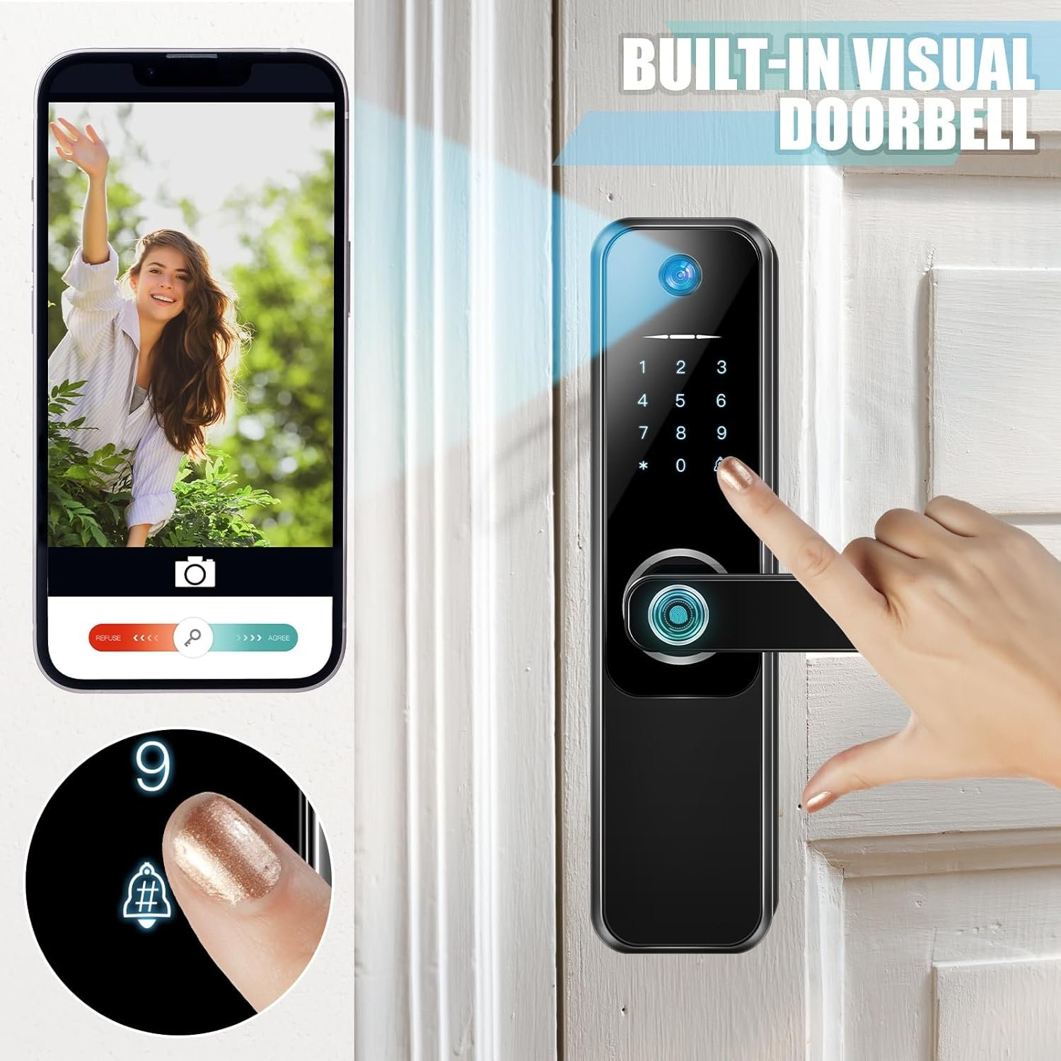 Geiserailie Smart 3-in-1 Lock, Black, Keyless with Fingerprint Recognition, 4 Access Cards, 2 Keys, 1 Instruction Manual, 1 Operation Video, 1 Screwdriver - Image 5