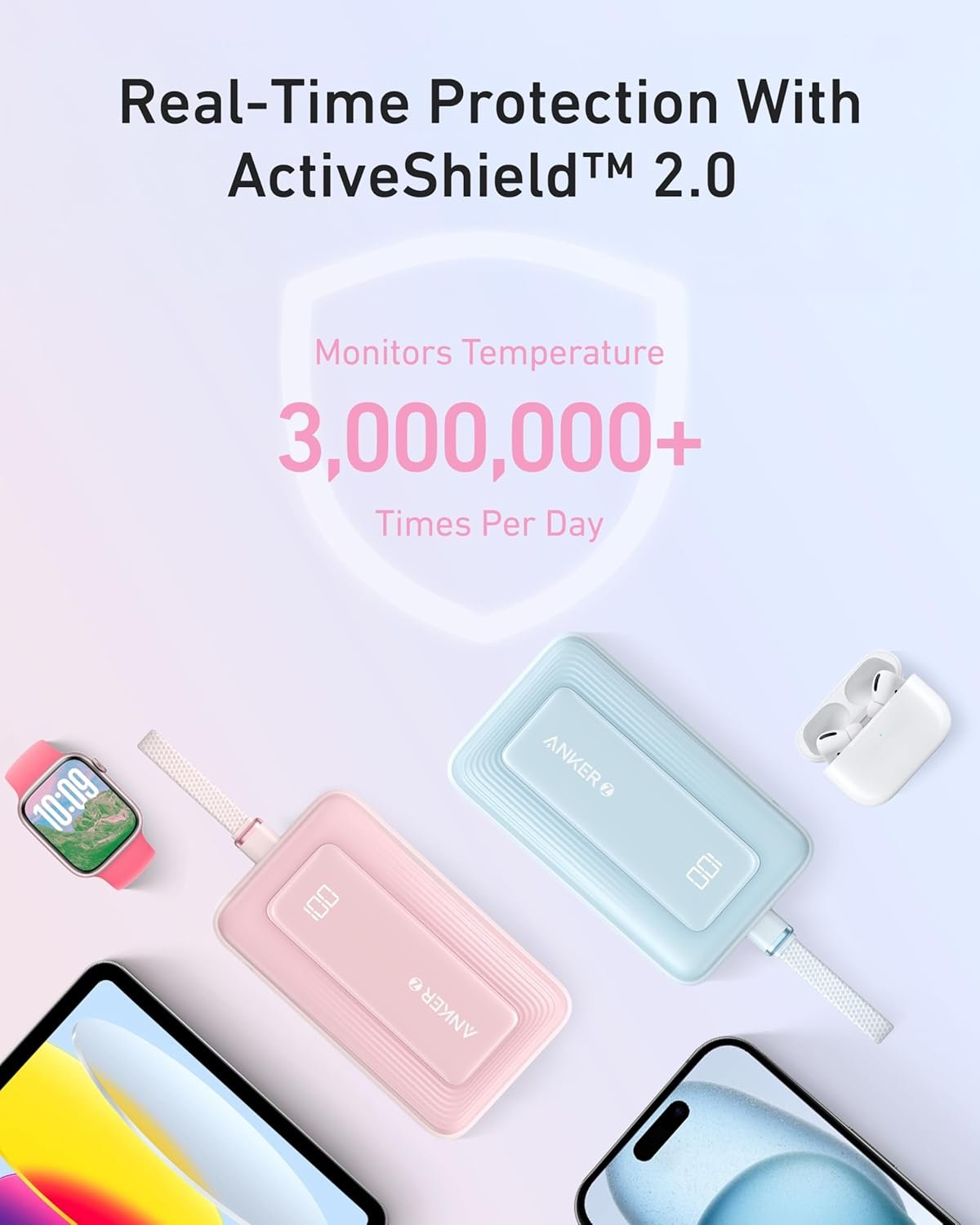 Anker Zolo Power Bank, 20,000mAh 30W High-Speed Portable Charger with Built-in USB-C Cable, 1 USB-C, 1 USB-A, Battery Pack for iPhone 16/15/15 Pro/15 Pro Max/15 Plus, MacBook, Galaxy, and More - Image 7