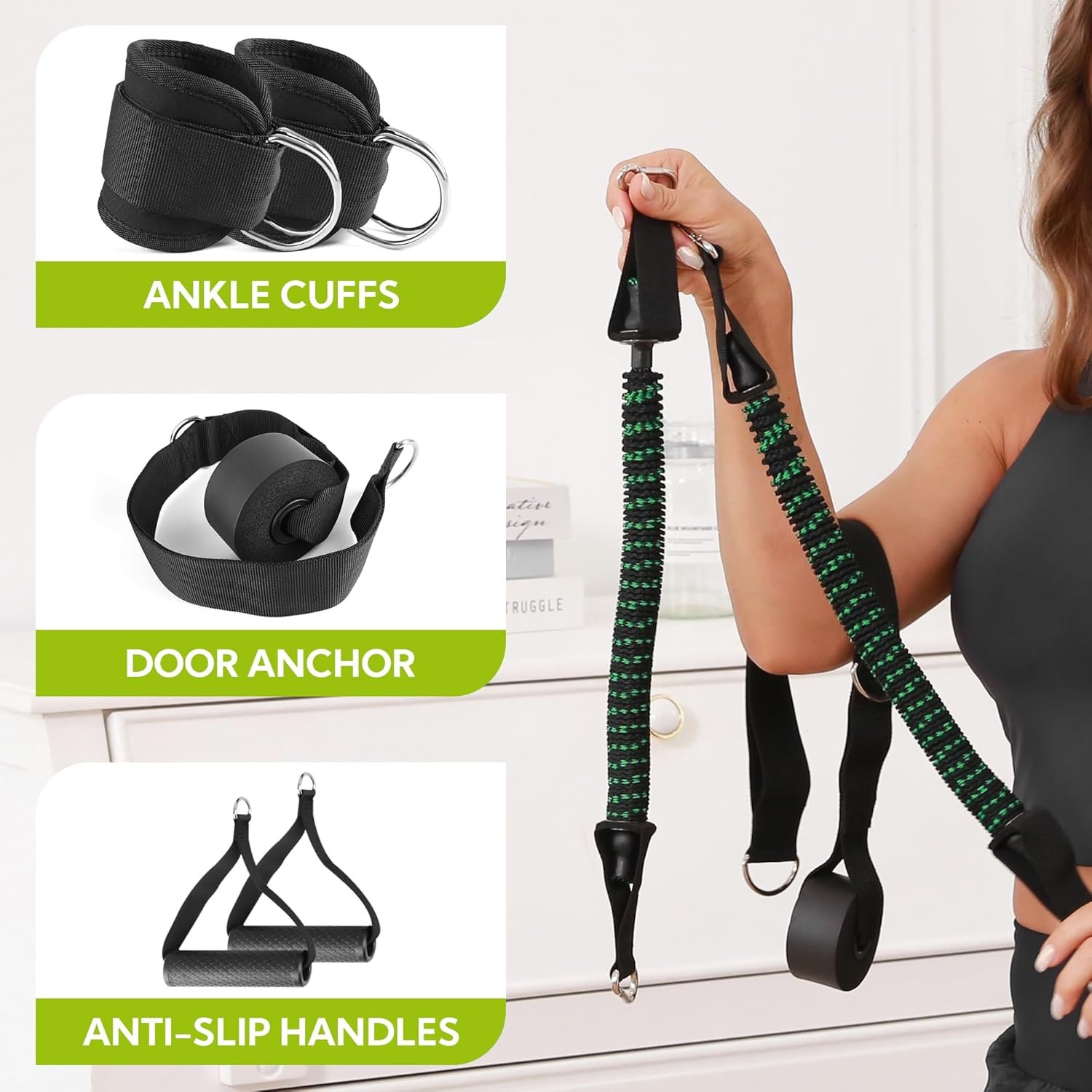 Ankle Resistance Bands with Cuffs, Glute Kickback Ankle Strap Set for Kickbacks/Hip/Glute Home Workout equipment - Image 5