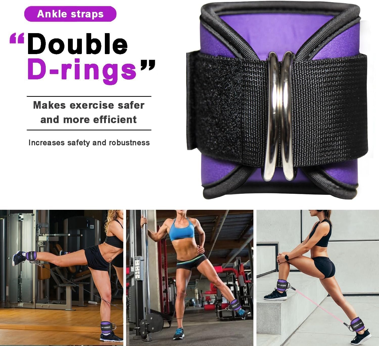 Ankle Resistance Bands Set with Cuff, Leg Glute/Butt Workout Essentials for Women, Equipment at Home Gym FM005 - Image 4