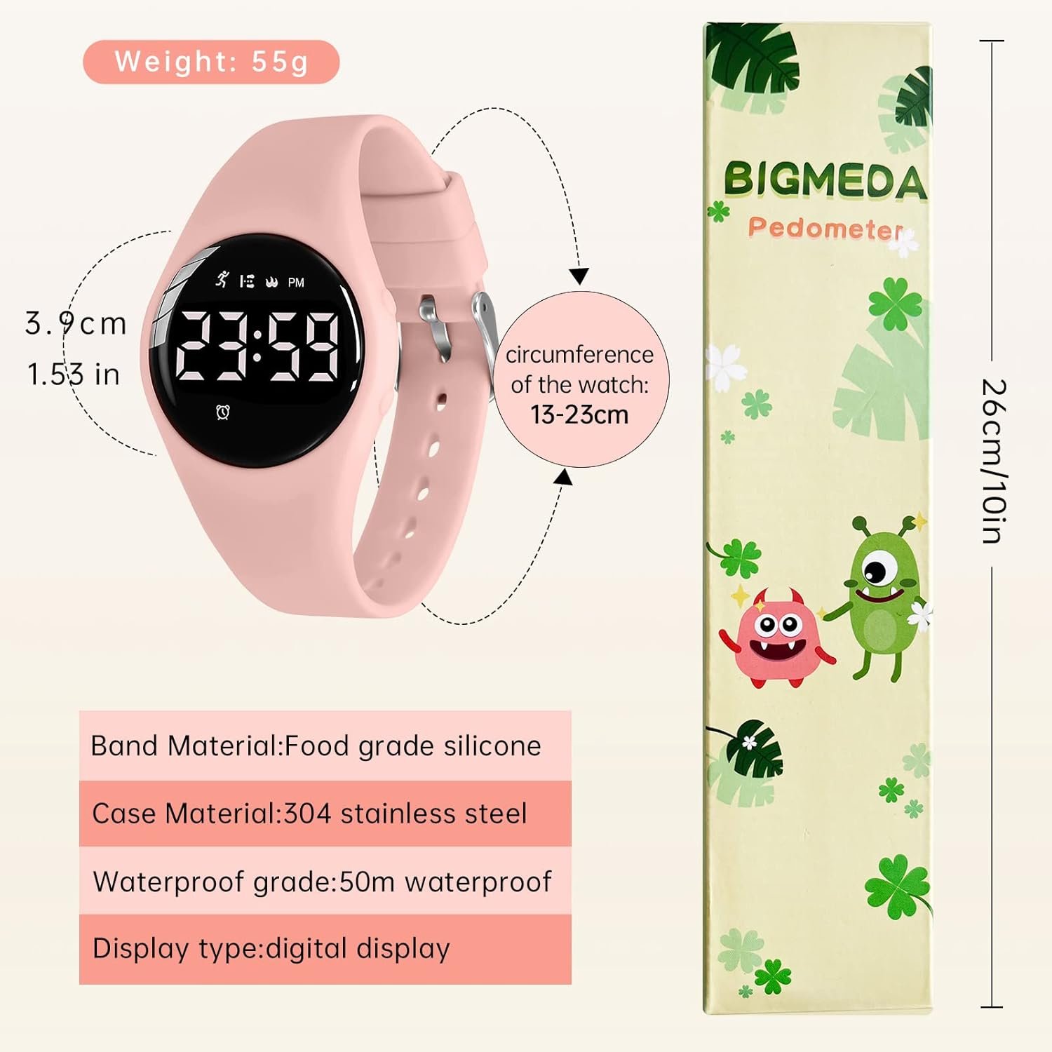 Kids Watch, Digital Watch for Girls Boys, Sport Watch with Alarm Clock, Stopwatch, Waterproof Fitness Tracker with No App for Ages 5-12 Children (YB-Pink) - Image 7