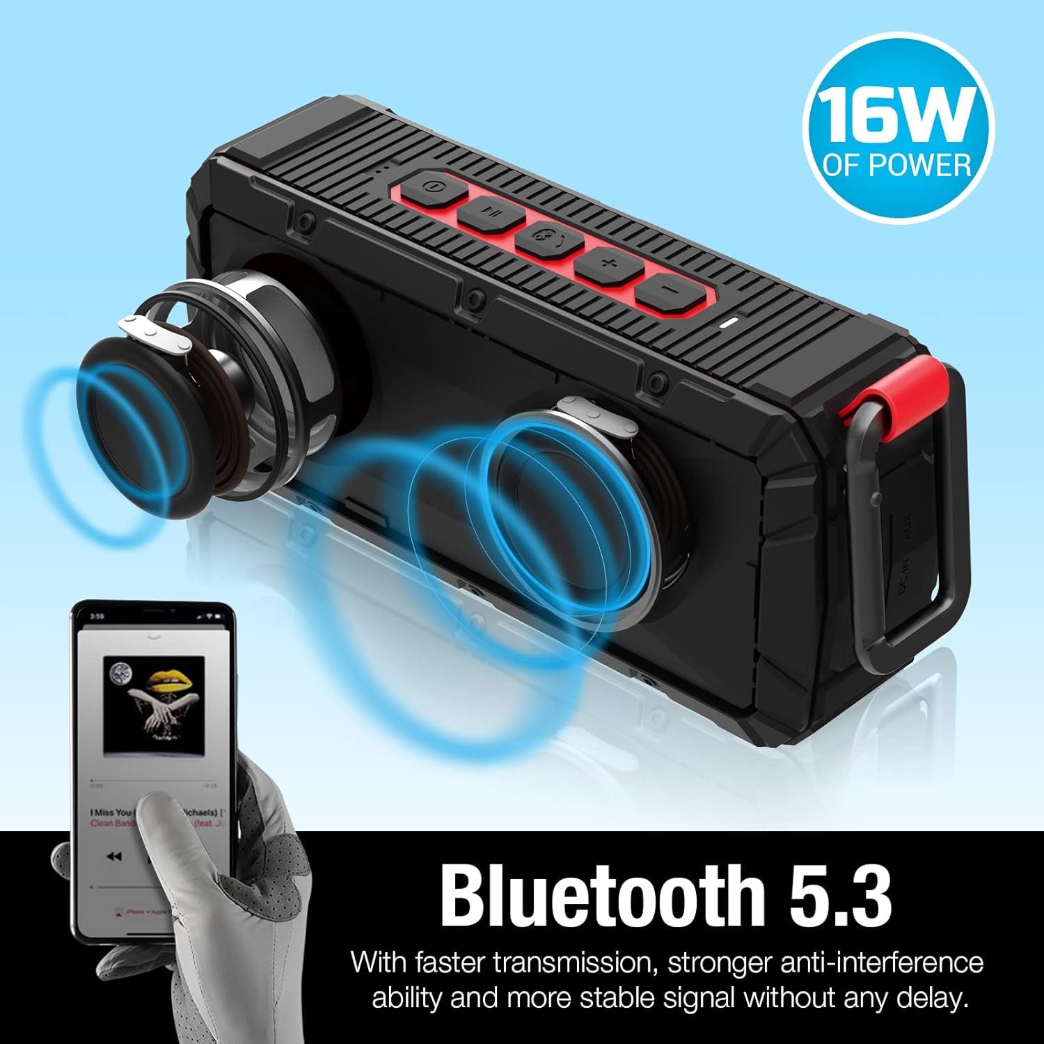 Pro Portable Magnetic Bluetooth Golf Speaker Wireless Waterproof IPX6/Shockproof 3rd Generation Magnetic Golf Speakers for Golf Cart 24Hour Battery Golf Accessories Golf Gifts(TWS & SD Card function) - Image 9