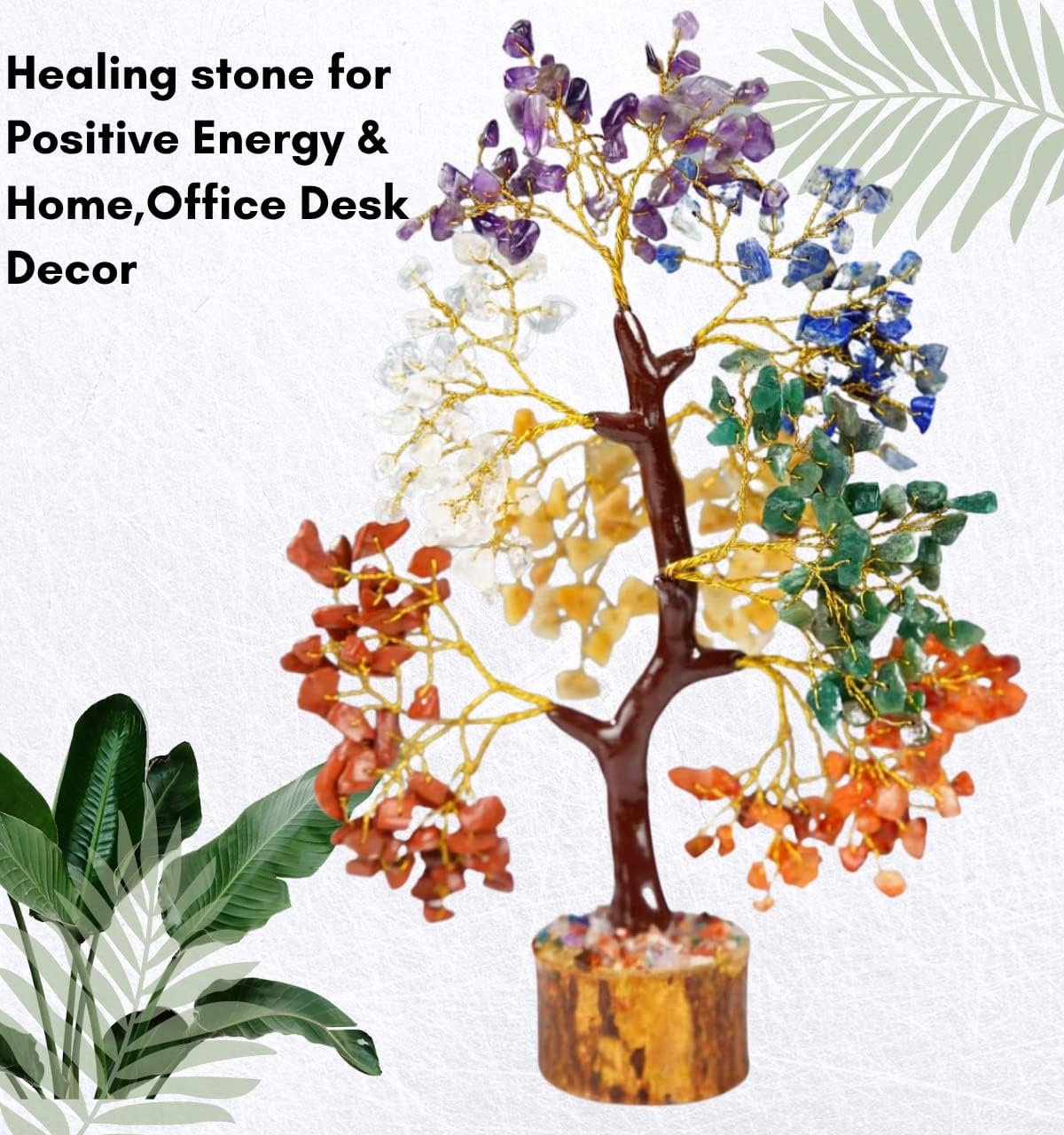 Crystals and Healing Stones - Healing Money Tree - Bonsai Tree - Seven Chakra Tree of Life - Seven Chakra Stones - Feng Shui Decor & Artificial Bonsai Tree - Good Luck Gifts for Women 10-12 Inch - Image 7