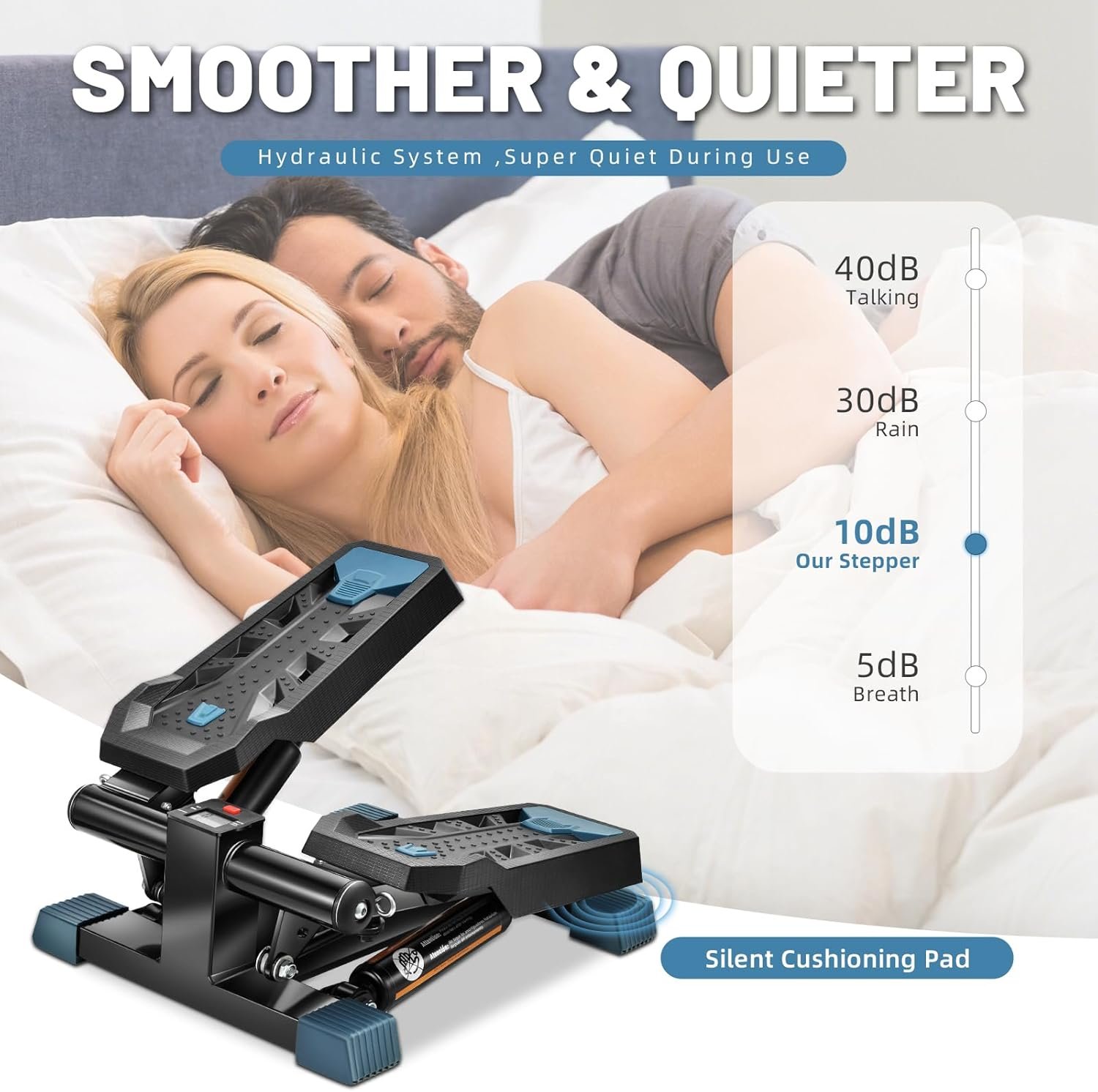 Steppers for Exercise at Home, Mini Stepper with Resistance Bands, Stair Stepper Machine with Max 350LBS Loading Capacity, Portable Home Exercise Equipment for Full Body Workout - Image 4