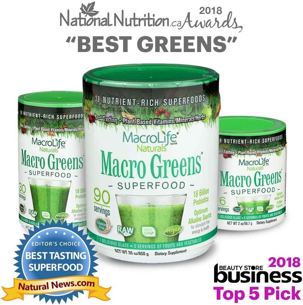 MacroLife Naturals Macro Greens Powder 38 Superfood Probiotic Antioxidant Enzyme & Herbal Supplement Immunity Energy Cleanse - Non-GMO Vegan Gluten-Free Dairy-Free - 10oz (30 Servings) - Image 7