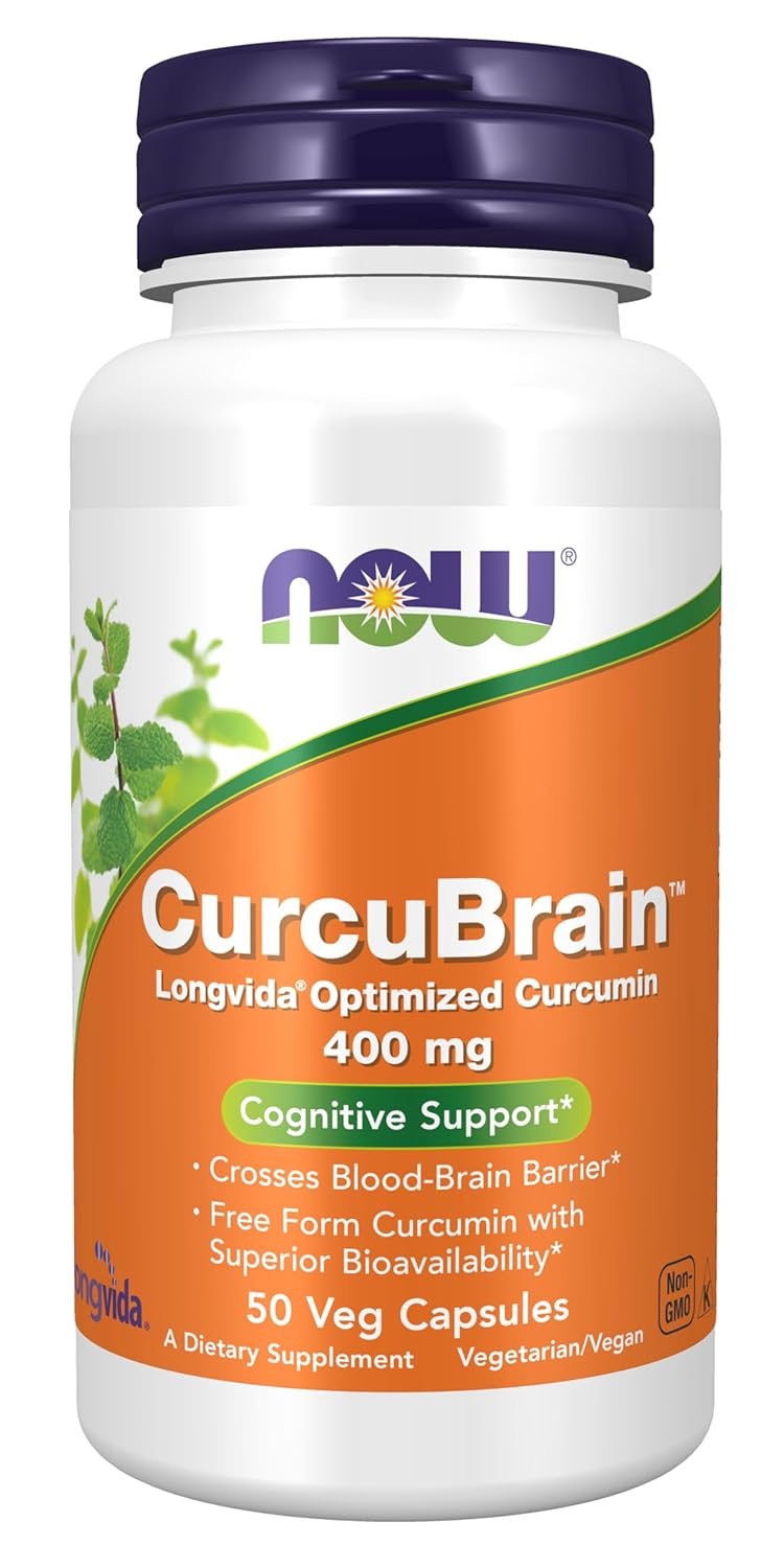 NOW Foods Supplements, CurcuBrain™ 400 mg with Longvida® Optimized Curcumin, 50 Veg Capsules - Image 2