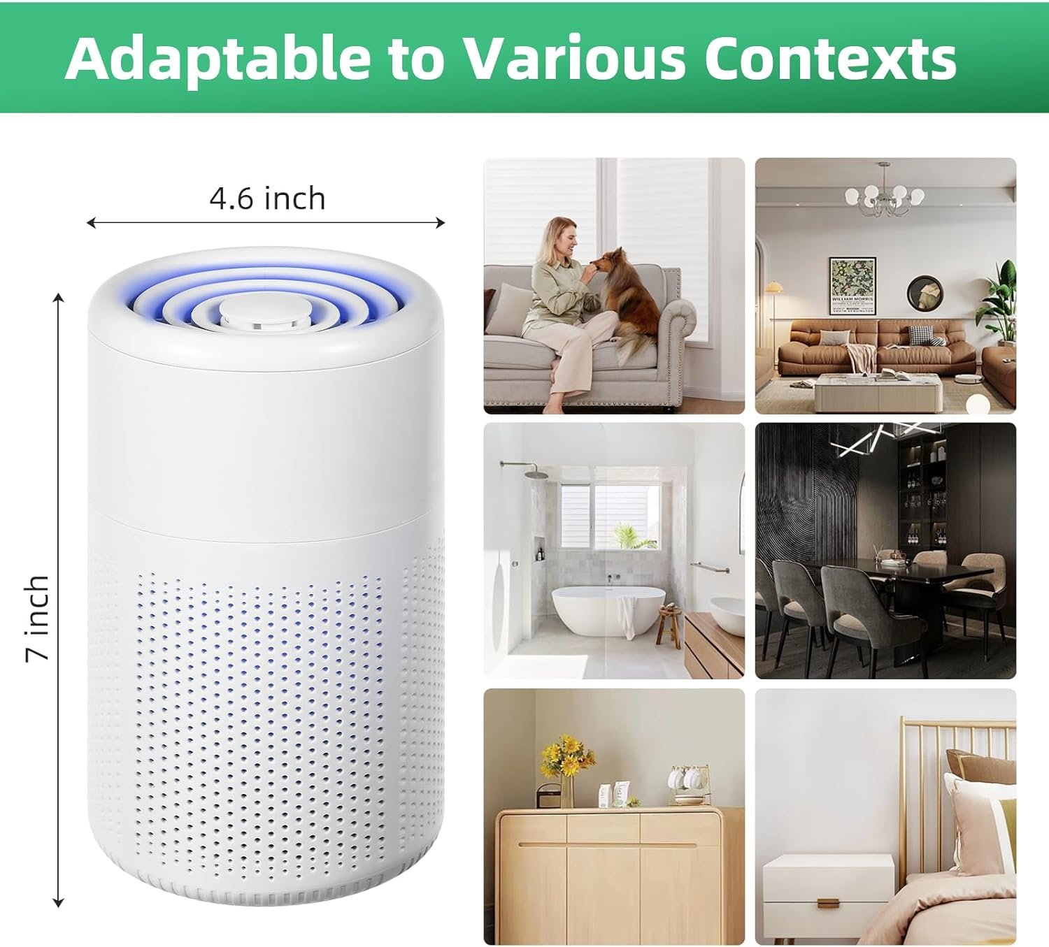 2 Pack HEPA Air Purifiers for Bedroom Living Room, Small Air Purifier with UV Light for Home Pets, Desktop Air Cleaner with USB Cable for Office, 20 dB Quiet Purificador De Aire for Pollen Smoke Odor - Image 9