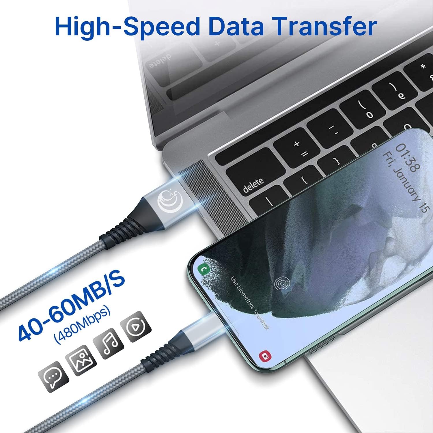 USB C Cable 10FT 3Pack Fast Charging Nylon Braided Long Type C Charger Cable for Samsung Galaxy S24 S23 S22 S21 S10 S9 S8 A02s A03s A11 A12 A13 A14 A21 A22 A32 A42 A53, Tablet, LG, Moto, TCL - Image 4