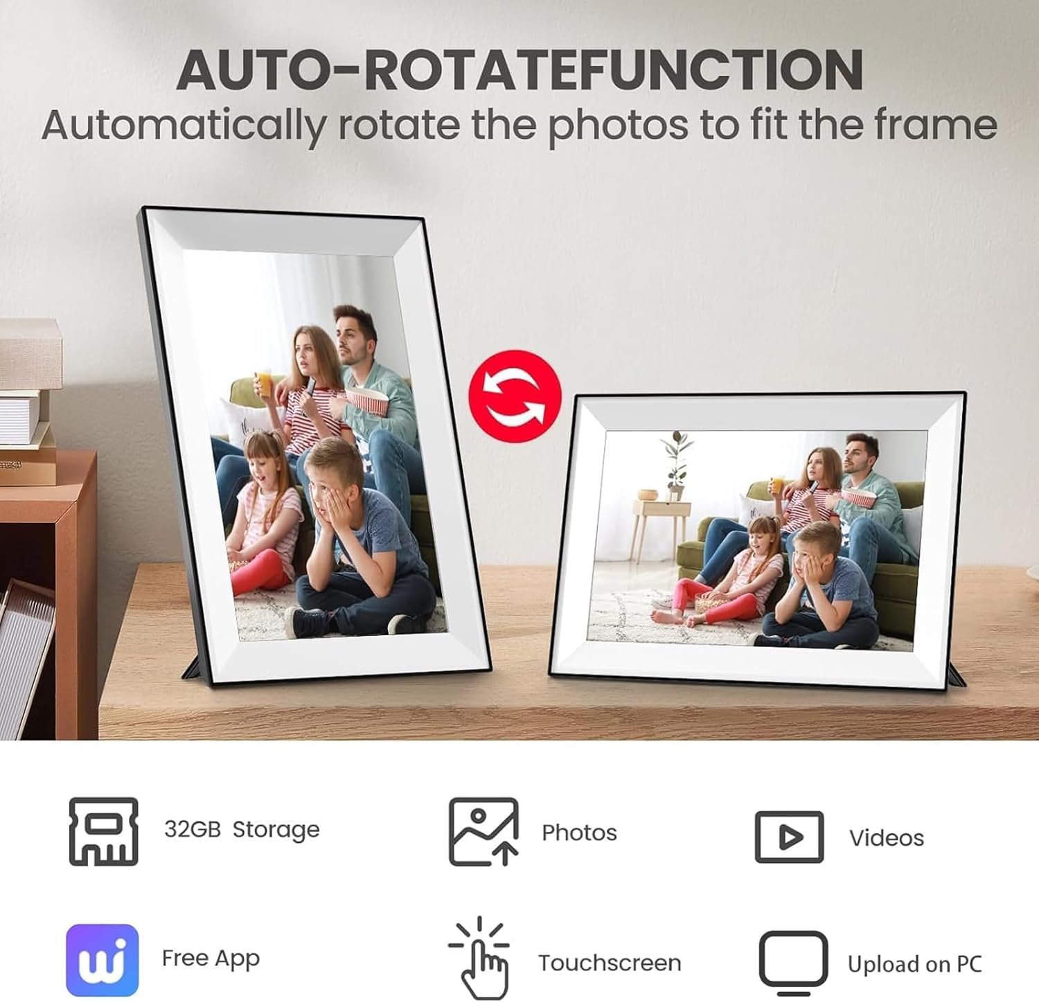 10.1" Digital Picture Frame 32GB Smart WiFi Photo Frame,1280 * 800 HD IPS Touch Screen,Auto-Rotate,Share Photos and Videos via Free App,for Christmas - Image 4