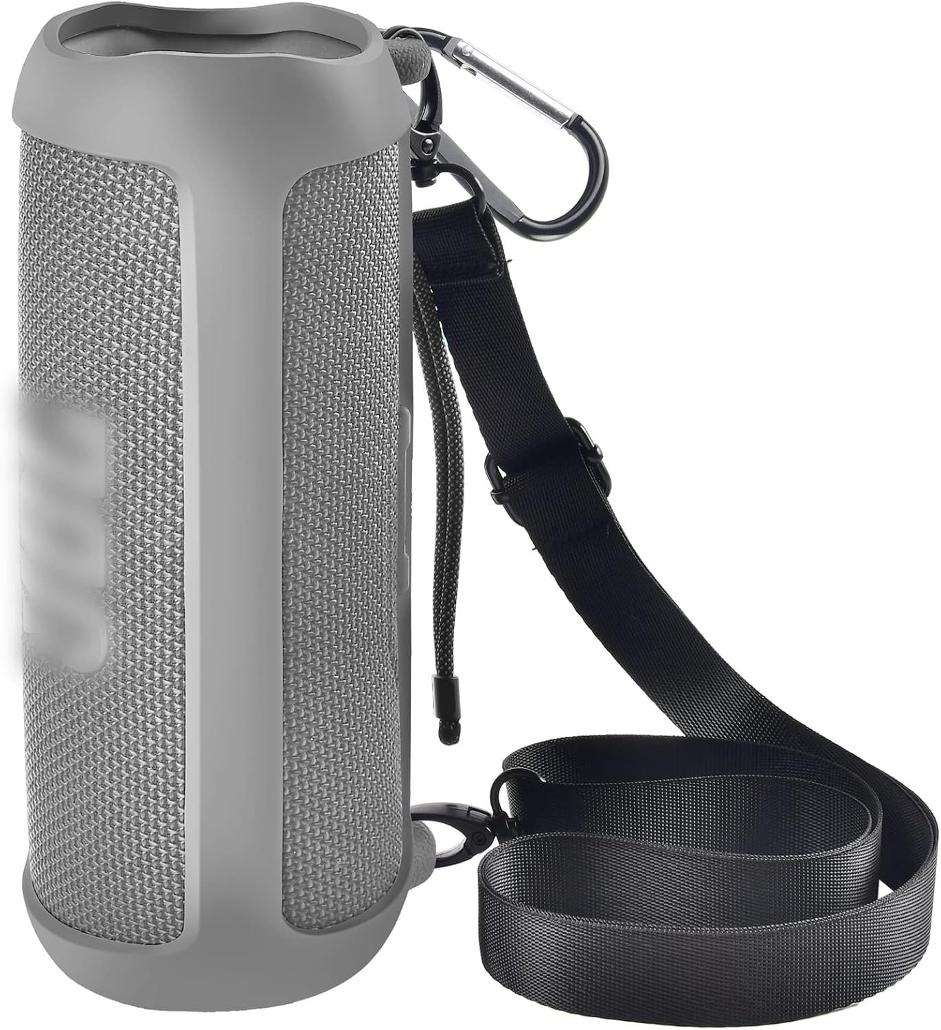 Silicone Case for JBL FLIP 6 Waterproof Portable Bluetooth Speaker, Gel Soft Skin Rubber Cover, Travel Carrying Storage Bag Pouch with Shoulder Strap and Carabiner - Grey - Image 2