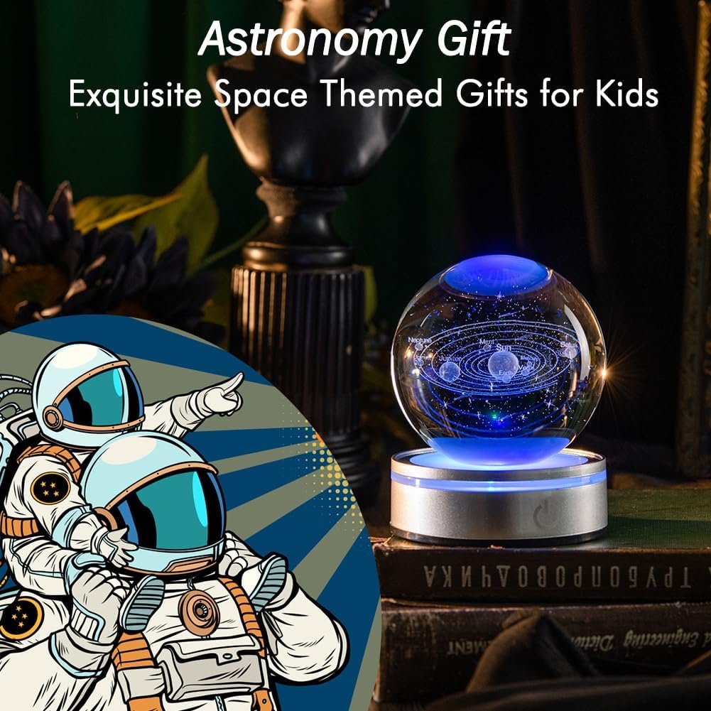 IFOLAINA 3D Solar System Crystal Ball Model Gift Space Astronomy Gift Planets Multicolor Universe Globe Ball Science Astrophysics Gift Night Light Kids Bedroom Adults Gift - Image 4