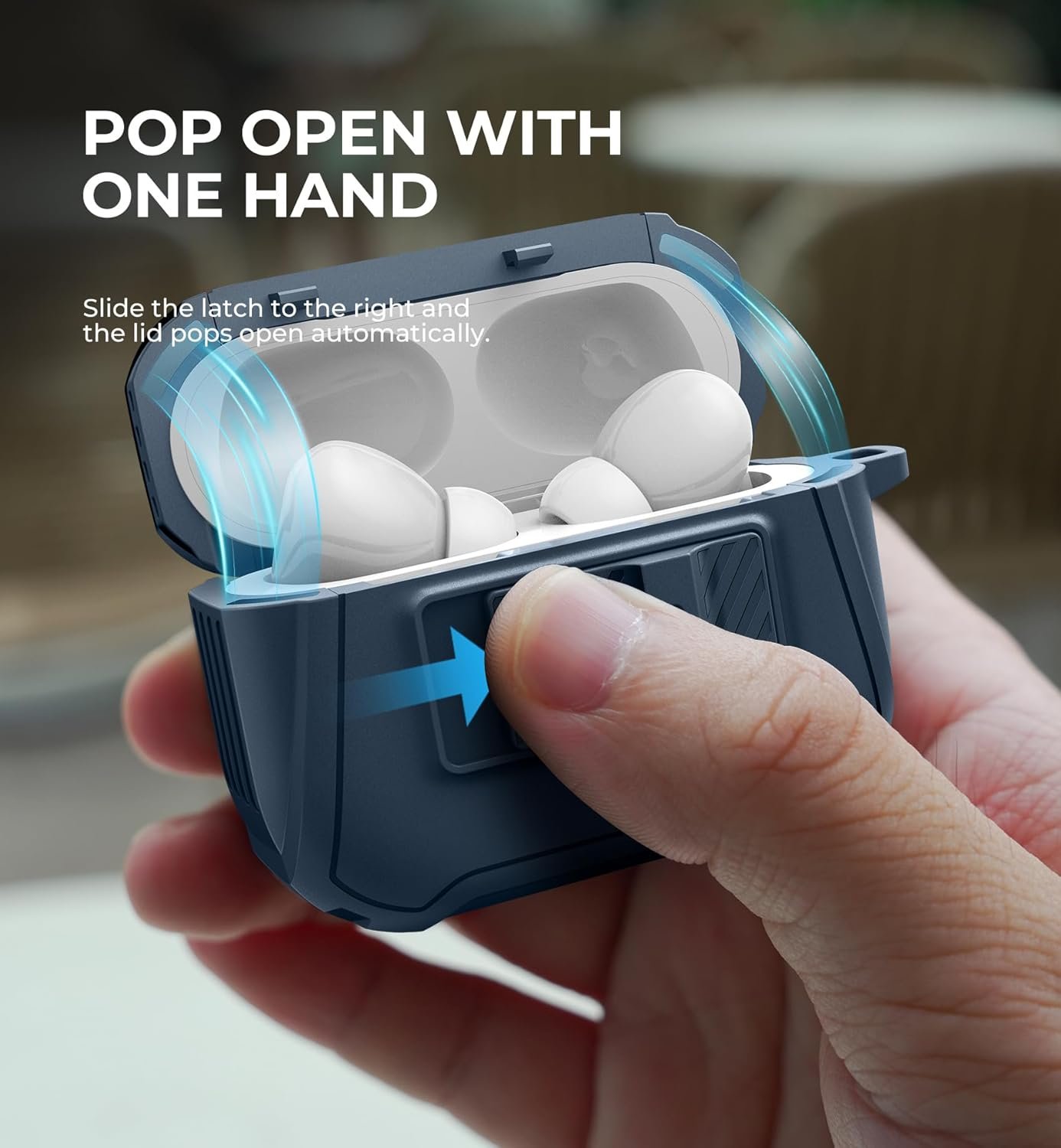 Dexnor Magnetic Case for AirPods Pro 2nd/1st Generation (2023/2022/2019), Compatible with MagSafe, Drop-Proof Lock Full-Body Shockproof Hard Protective Cover Rugged Bumper Cases Blue - Image 6