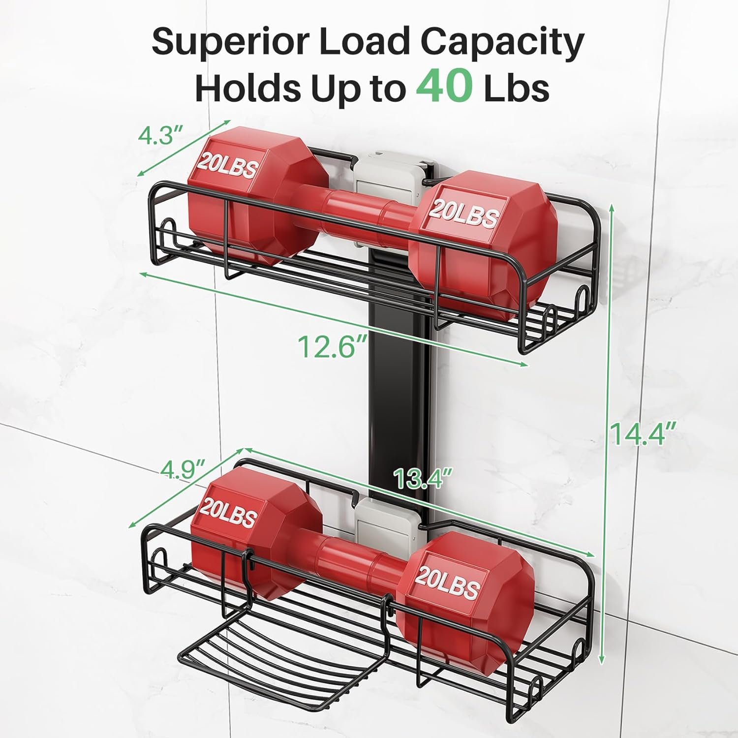 Kitstorack Shower Caddy Hanging - Adjustable Shower Organizer with Soap Dish Rustproof Stainless Steel Shelf & Aluminum Spine No Drilling Shower Shelves for Bathroom Organizers and Storage - Image 3