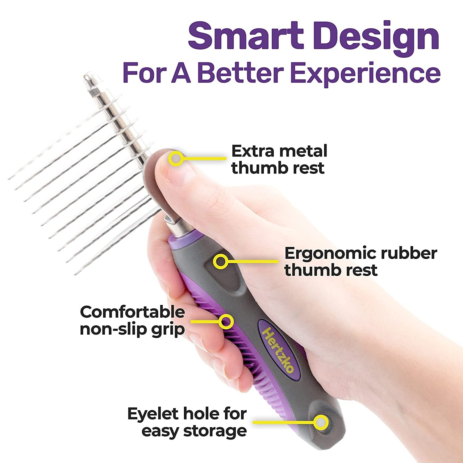 Hertzko Grooming Dematting Comb for Pets - Removes Mats and Tangles - Ideal Dematting Comb for Dogs and Cats - Grooming Tool for All Fur Types - Easy to Use and Clean - Stainless Steel - Image 6