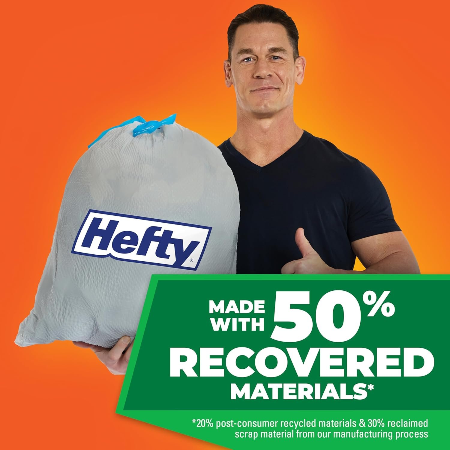 Hefty Ultra Strong Made with 50% Recovered Materials* Tall Kitchen Trash Bags, Gray, Clean Burst, 13 Gallon, 40 Count - Image 3