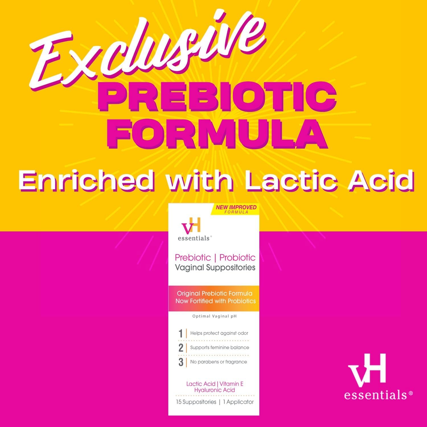 vH essentials Prebiotic PH Balanced Vaginal SuppositoriesBox, Original Version, 15 Count - Image 7