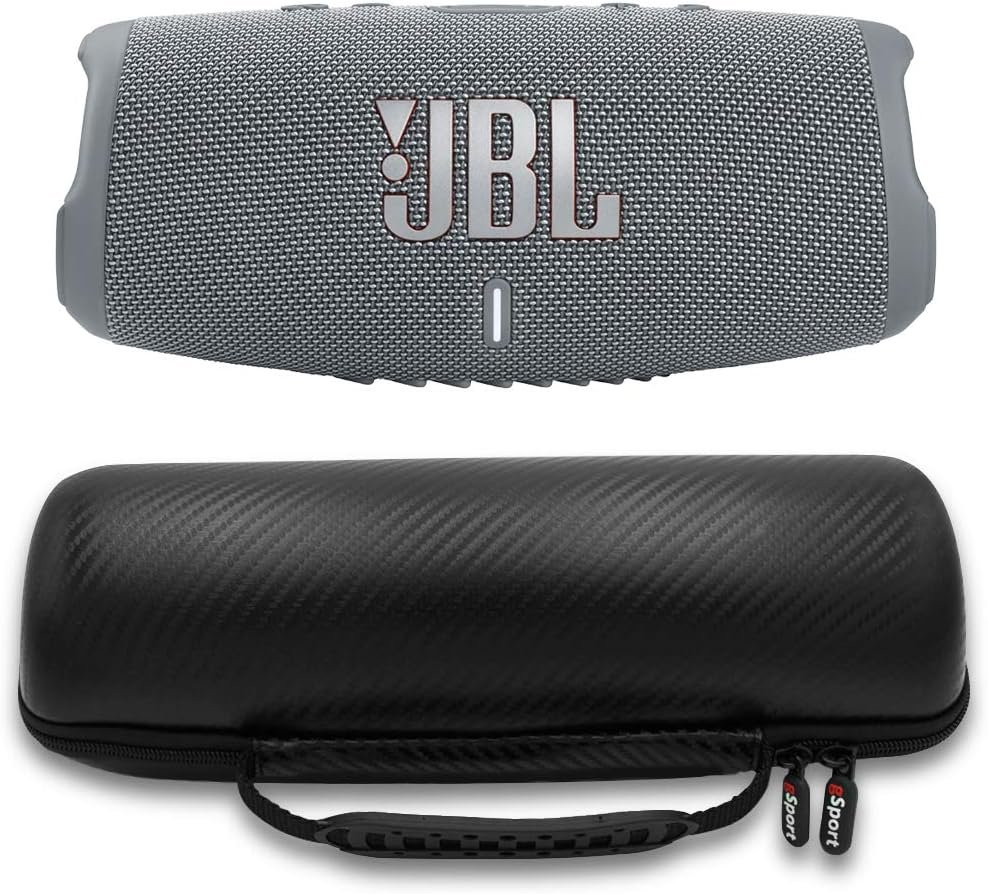 JBL Charge 5 Waterproof Portable Speaker with Built in Powerbank and gSport Carbon Fiber Case (Gray) - Image 2