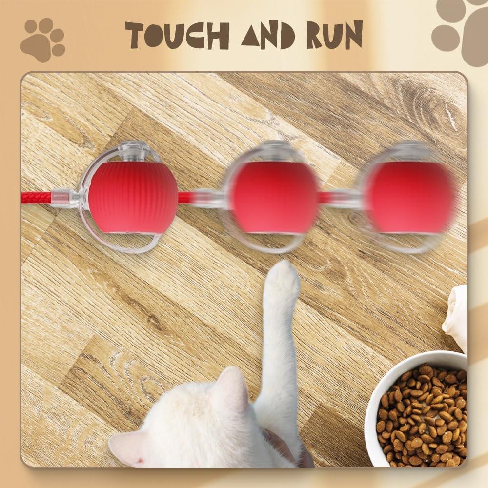 Interactive Cat Toy Balls, 2024 Upgraded Cat Toys for Indoor Cats, Smart Self Rolling Interactive Cat Dog Ball, Automatic Moving Peppy Pet Ball for Bored Indoor Adult Cats Kitten (Red) - Image 3