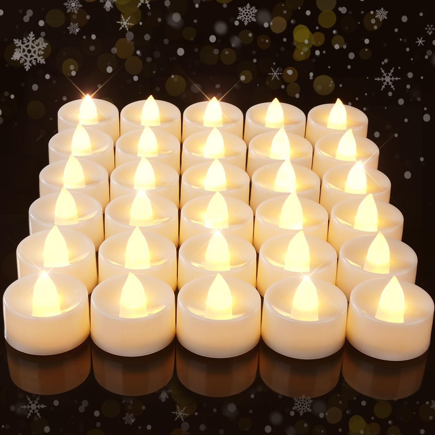 Amagic 30Pcs Flickering Flameless Tea Lights Battery Operated, 200+ Hours Long Lasting Electric Candle for Wedding Table Centerpiece, Home Decor, Gift, Holiday Decor - Image 2