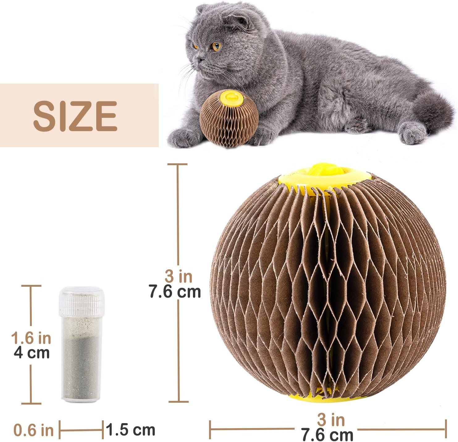 AREIIA Catnip Ball Toy for Cats Catnip Refillable Scratcher Ball Kitty's Faithful Playmate Reduce Obesity and Loneliness CSB01BR - Image 7
