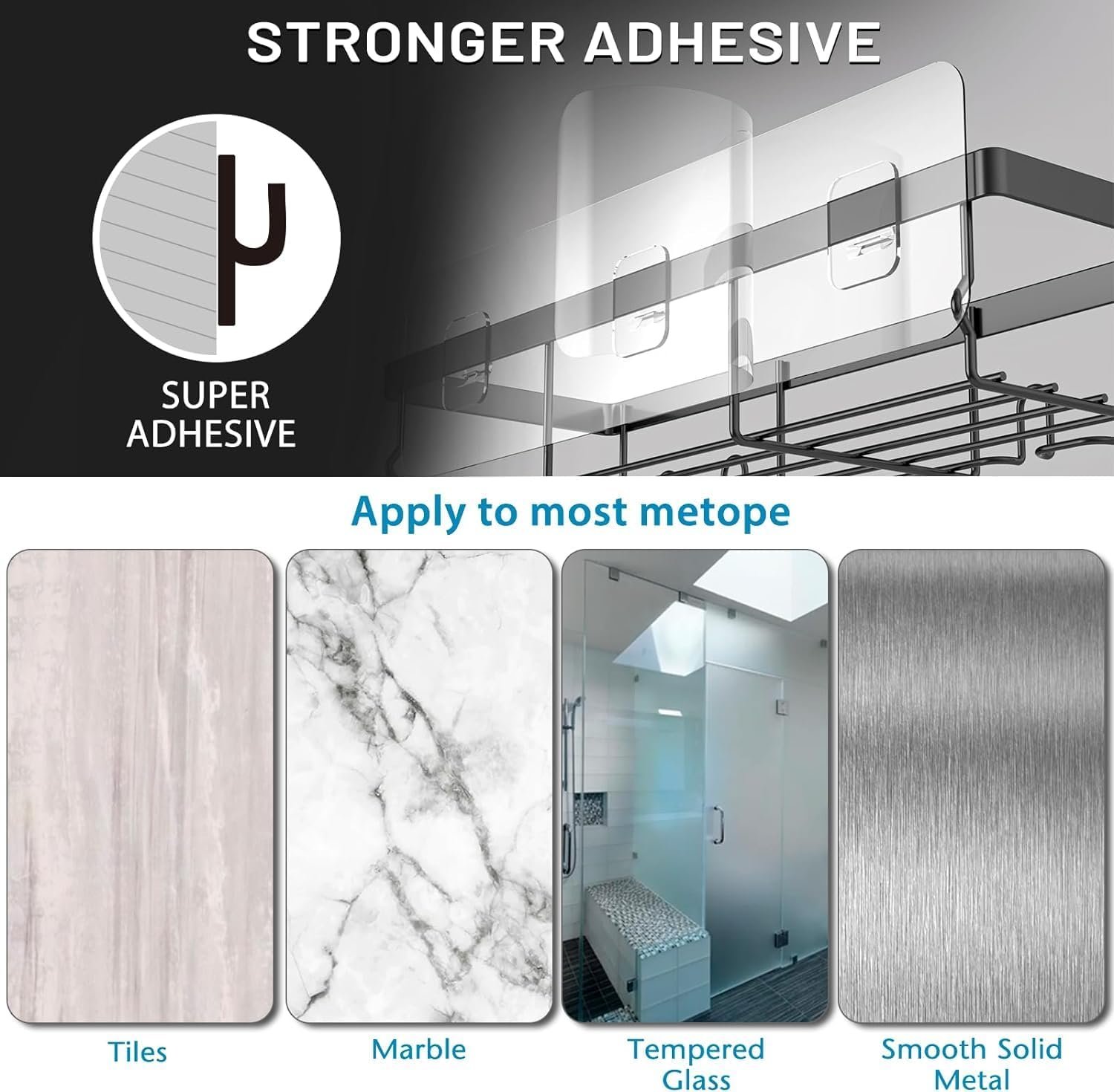 Moforoco 7 Pack Adhesive Shower Organizer Caddy Shelves Rack - Corner Bathroom Storage Organization, Home&Kitchen Decor Inside RV Accessories, Hanging House Apartment Camper Essentials - Image 6