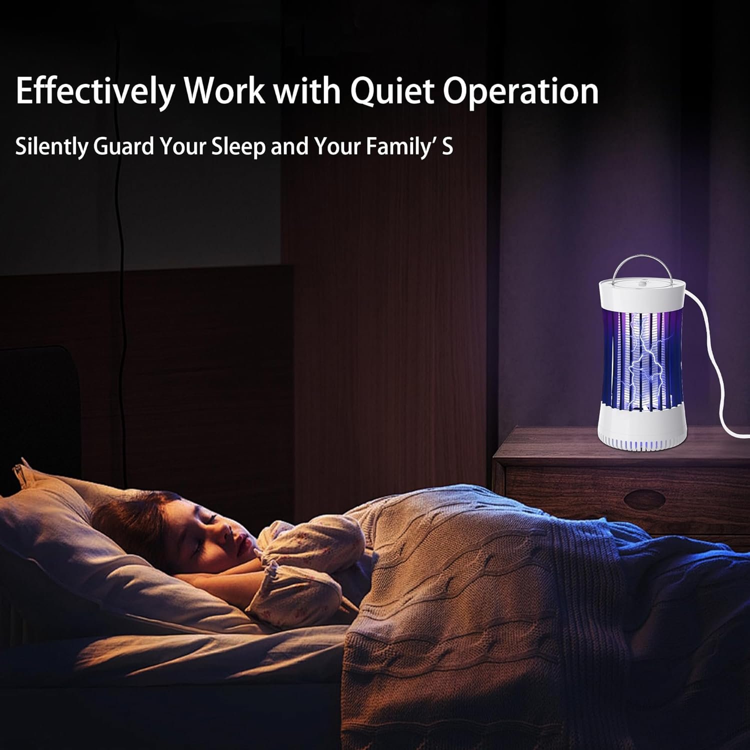 2 Packs Indoor Electric Bug Zapper with Fan, 2-in-1 Plug-in 1500V High Voltage Mosquitoes Killer with Hanger, Small Fly Insects Lamp Trap Catching Moth Gnat Fruit Flies, White & Black - Image 7