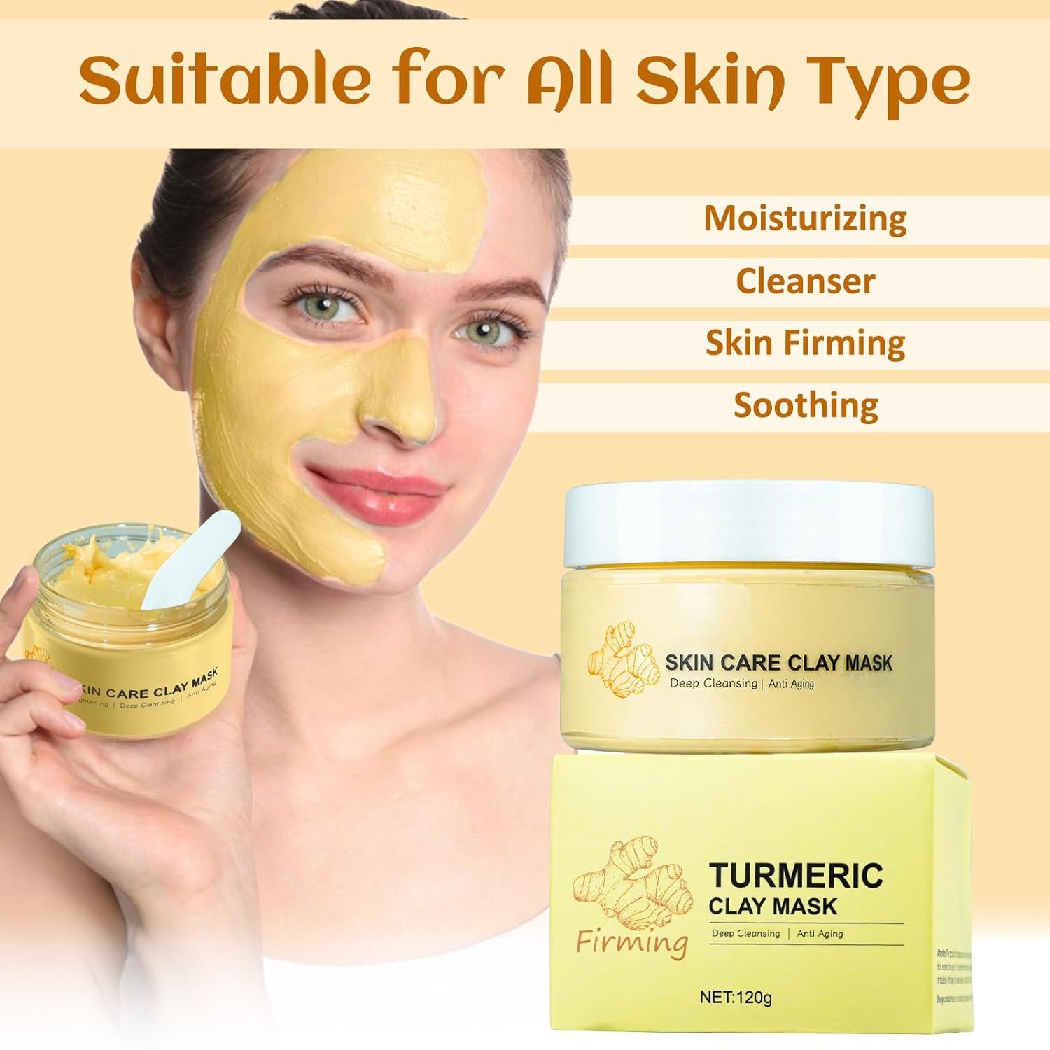 Turmeric Soap Bar Turmeric Face Clay Mask Turmeric Cleansing Pads, Vitamin C Facial Mask for Pores, Honey Tumeric Soap for all skin type, Turmeric Exfoliating Pads Turmeric Face Wash - Image 7