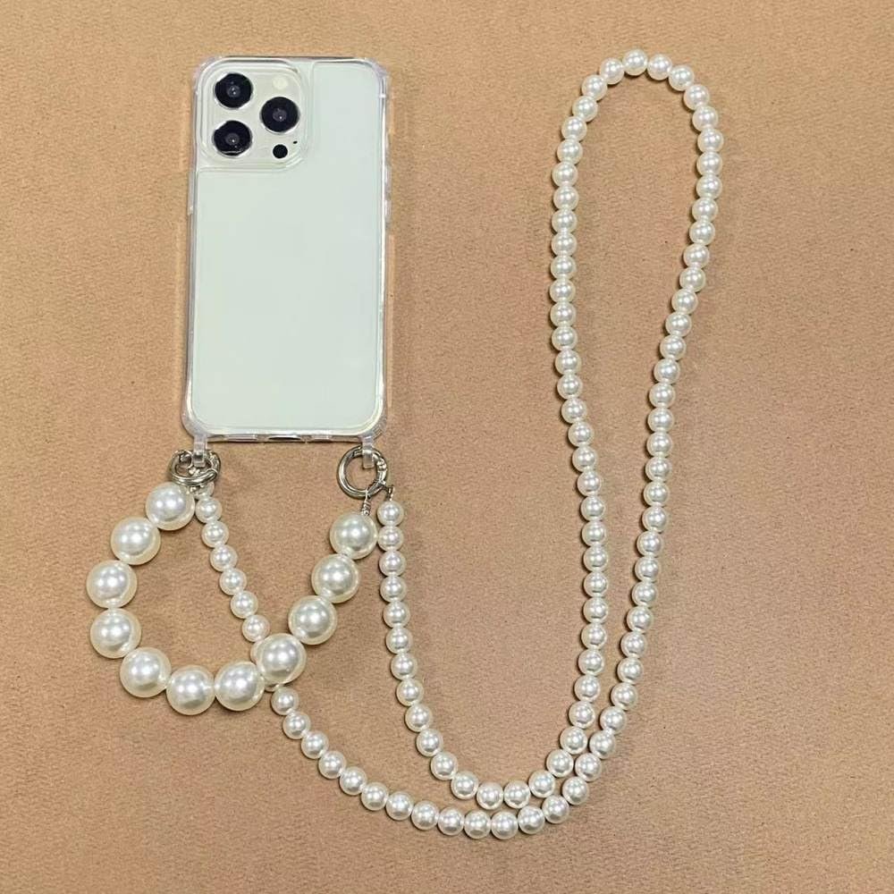 Luxury Crossbody Pearl Chain Strap Lanyard Cord Silicone Phone Case for iPhone 14 13 12 11 Pro Max Mini X XS Max 7 8 Plus Cover,3,14 PRO - Image 2
