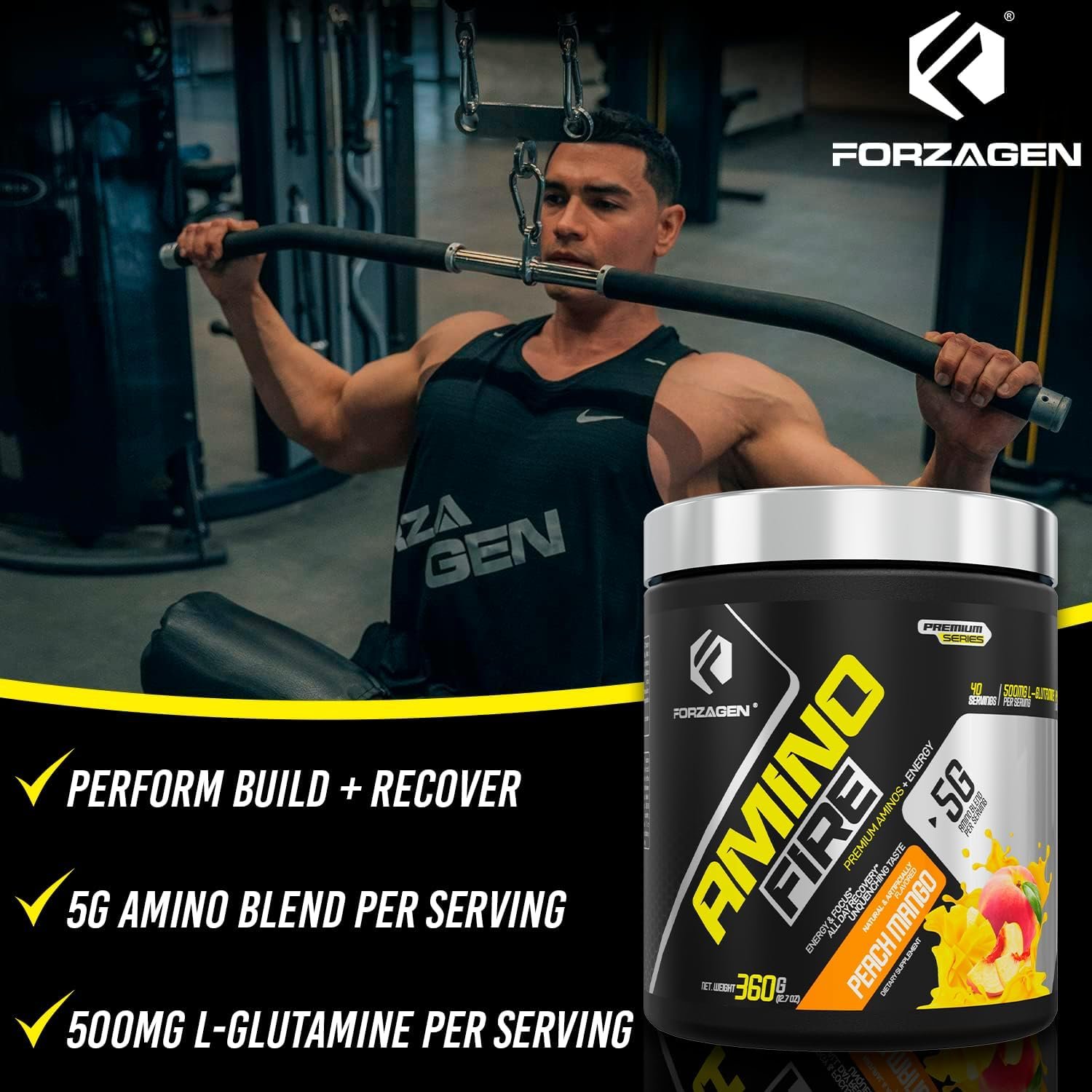 Forzagen Amino Fire | Essential Amino Energy Powder for Pre-Workout | BCAA Energy Boost & Muscle Recovery Drink Mix, Enhance Focus & Concentration, Dietary Supplement | Peach Mango, 40 Servings - Image 9