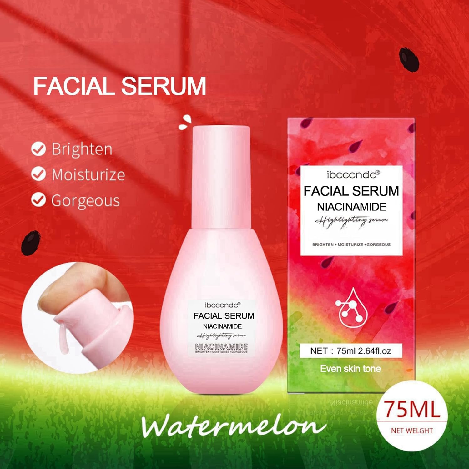 Niacinamide Brightening Serum,Moisturizing Serum With Hyaluronic Acid,Moisturizing,Brighten,Lightweight Facial Serum and Pre-makeup Lotion (2.64oz) - Image 3