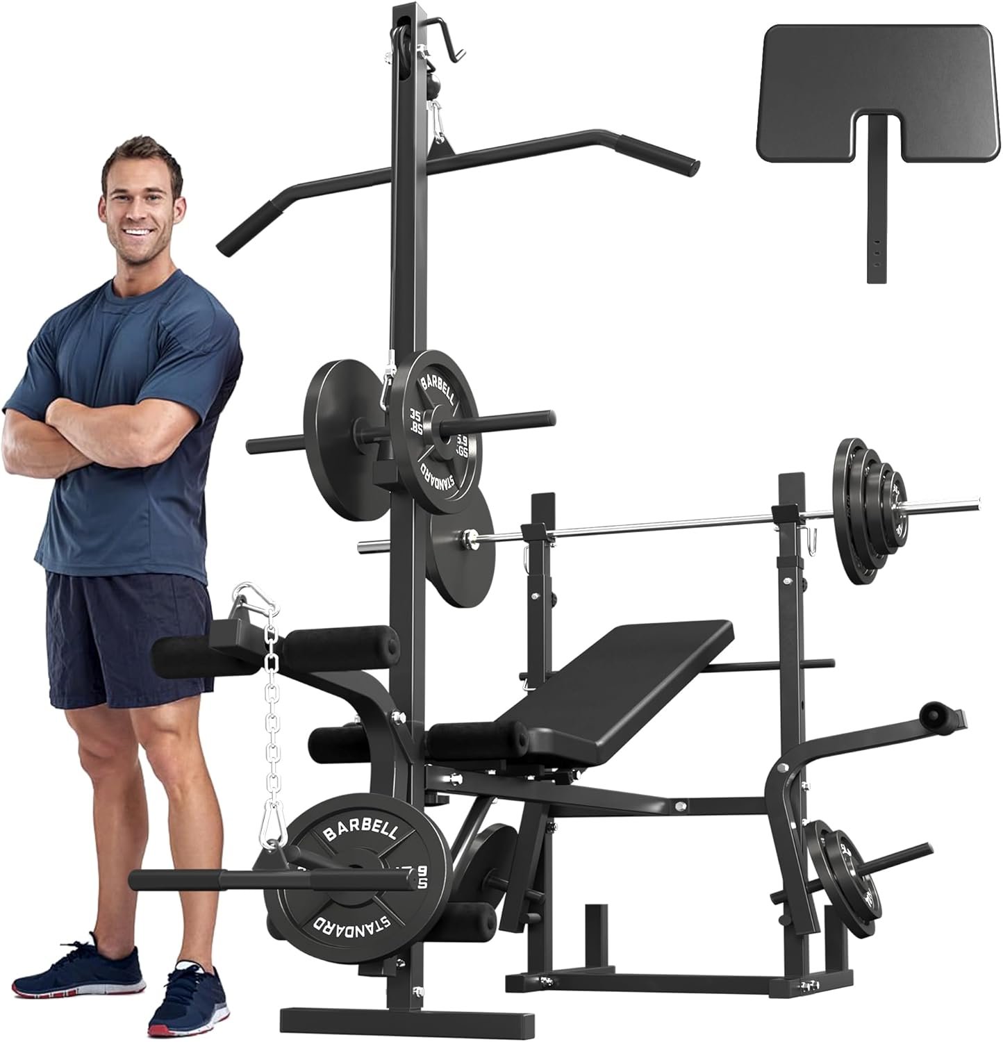 Mikolo 8 in 1 Olympic Weight Bench Set with Leg Extension and Leg Curl, Multi-Function Bench Press Set with Preacher Curl Pad and Chest Fly, Full-Body Strength Training Equipment - Image 2