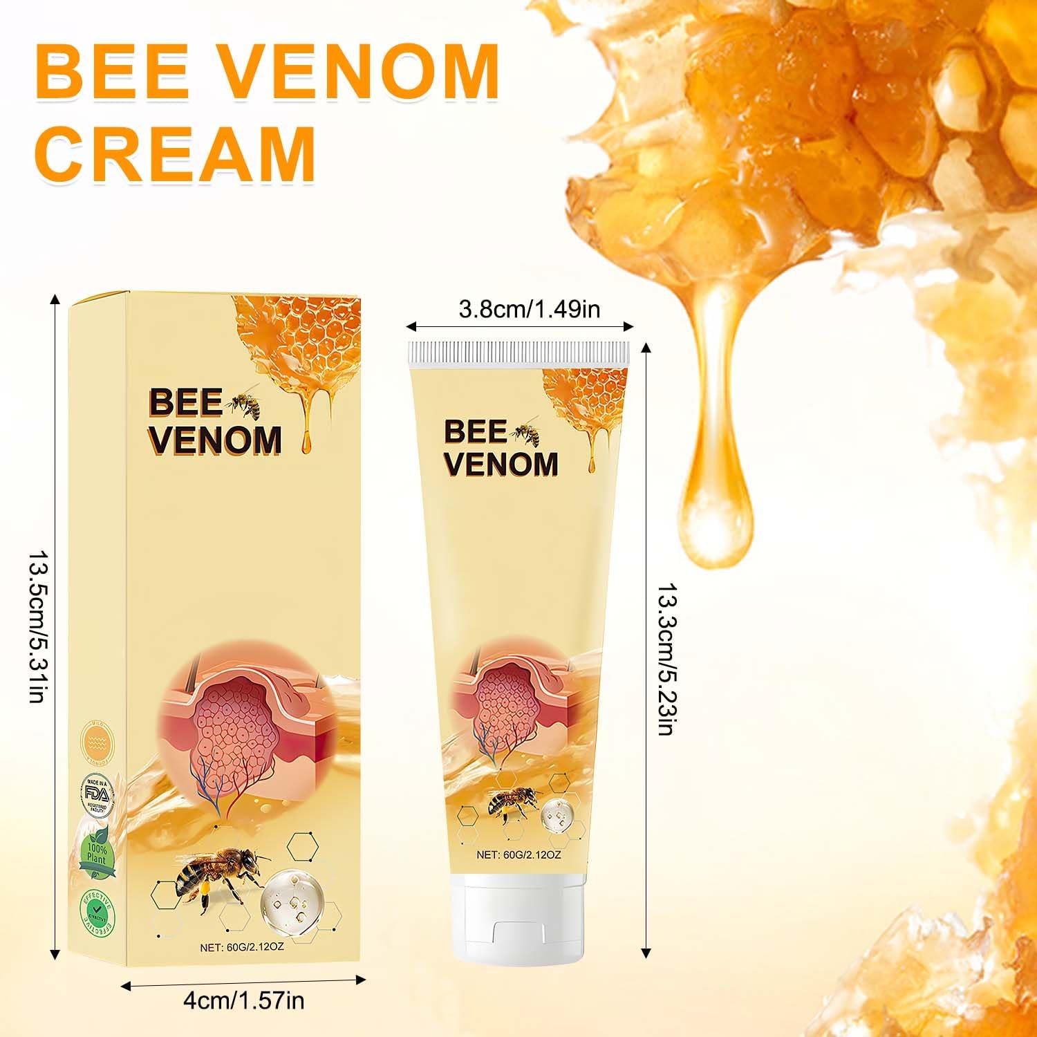 2Pcs Bee Venom Treatment Cream,2024 Professional Bee Venom Repair Cream,Bee Venom Cream Hydrating Moisturizing Treatment Cream for Men&Women - Image 8