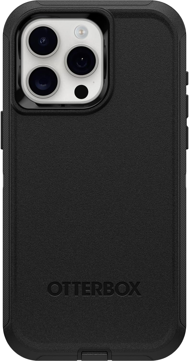 OtterBox iPhone 15 Pro MAX (Only) Defender Series Case - BLACK, screenless, rugged & durable, with port protection, includes holster clip kickstand (ships in polybag, ideal for business customers) - Image 3