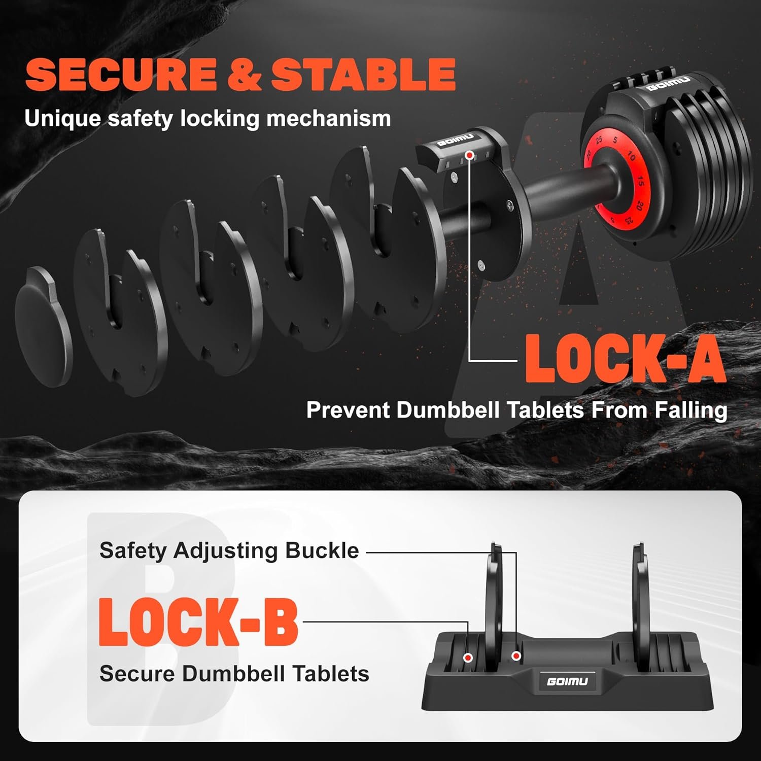 Adjustable Dumbbell Set, 25/55LB Adjust Dumbbells,Single or Pair Dumbbell Weights, 5 in 1 Free Weight Dumbbell with Anti-Slip Handle, Perfect for Home Gym Exercise Equipment - Image 5