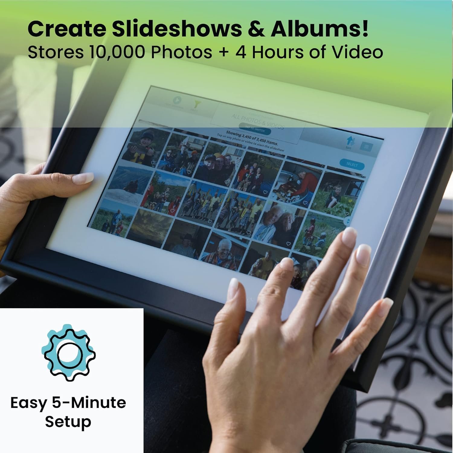 PhotoSpringㅤ 10 inch WiFi Digital Picture Frame | Send Photos by Email, Web or Our Free App | Electronic Picture Frame with Touchscreen & 32GB Internal Memory | Easy Setup | Play Videos up to 5 min - Image 7