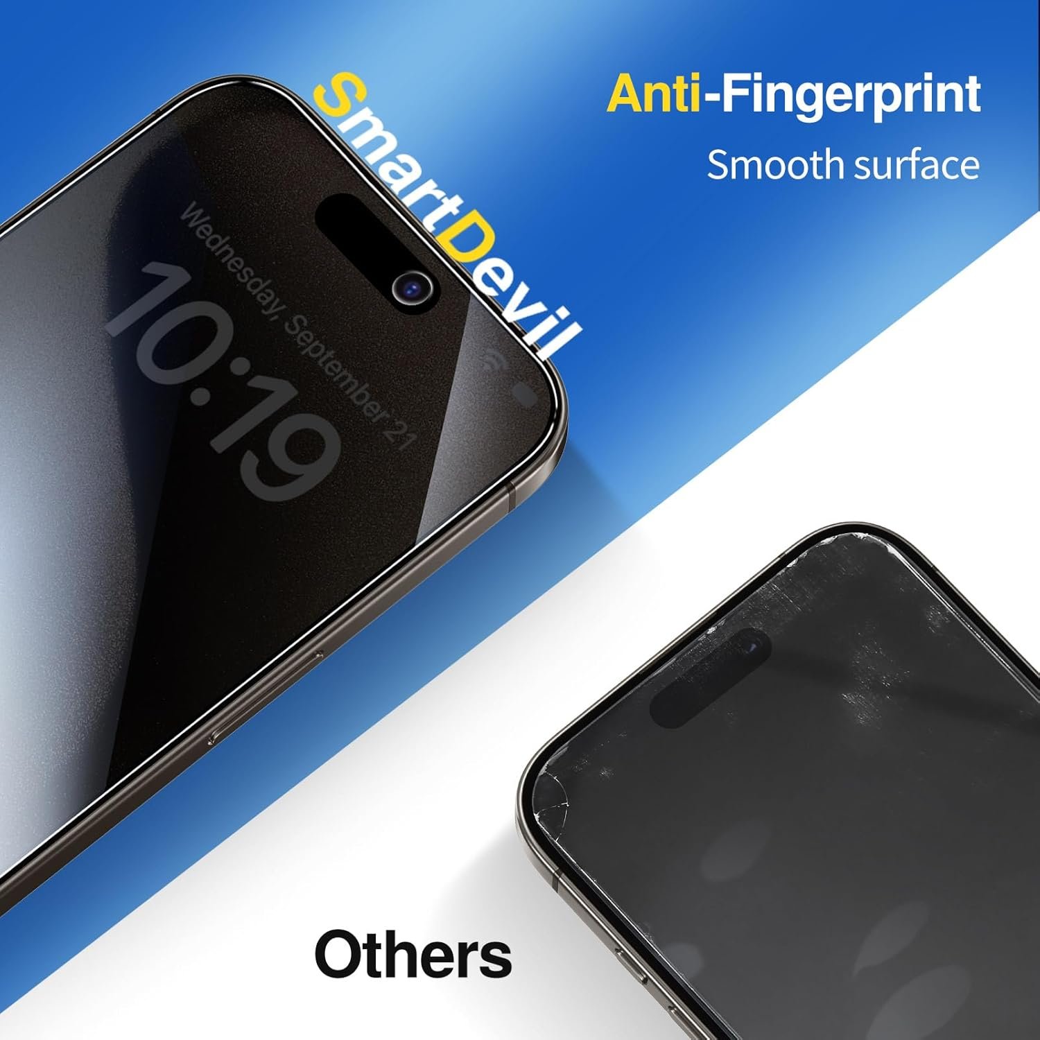 SMARTDEVIL 2Pack Privacy Screen Protector for iPhone 15 Pro Max with 2Pack Camera Lens Protector, 9H Anti-Spy Privacy Tempered Glass Film with Auto Dust-Elimination, Anti-Shatter, Bubble Free - Image 7