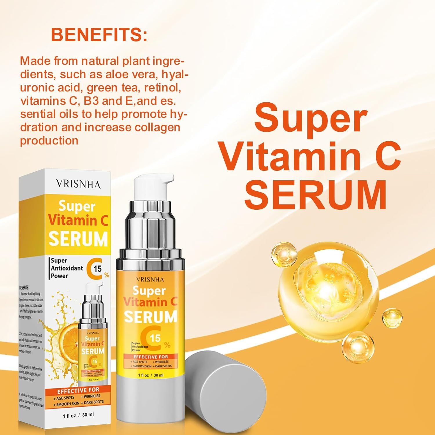 Super Vitamin C Serum for Women Over 50 - Advanced Anti-Aging Formula - Peptides, Niacinamide, Collagen, Hyaluronic Acid - Face Lift Serum for Mature Skin Wrinkles - Image 6