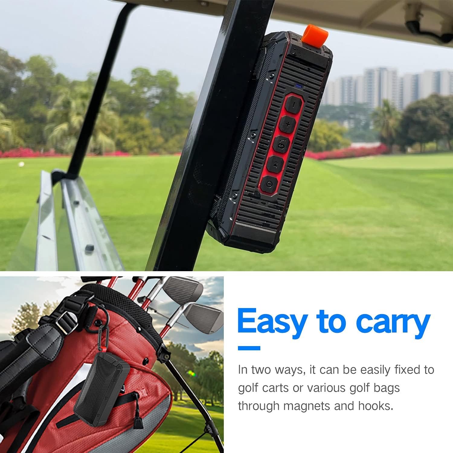 Pro Portable Magnetic Bluetooth Golf Speaker Wireless Waterproof IPX6/Shockproof 3rd Generation Magnetic Golf Speakers for Golf Cart 24Hour Battery Golf Accessories Golf Gifts(TWS & SD Card function) - Image 6