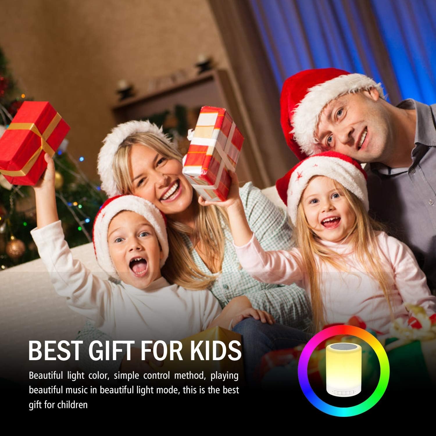 Night Light Bluetooth Speaker Wireless Portable Smart Touch Control Bedside Table Lamp with Colorful Led, Best Gift for Teens Kids Children Students Girlfriend Boyfriend Women Men - Image 7