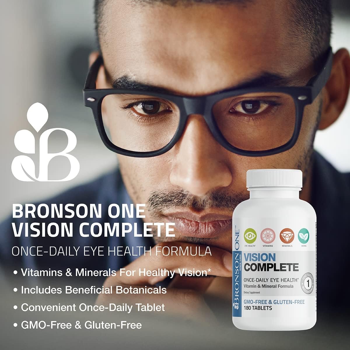 Bronson ONE Daily Vision Complete Eye Health Support Multivitamin Multimineral Supplement Formula, 180 Tablets - Image 4