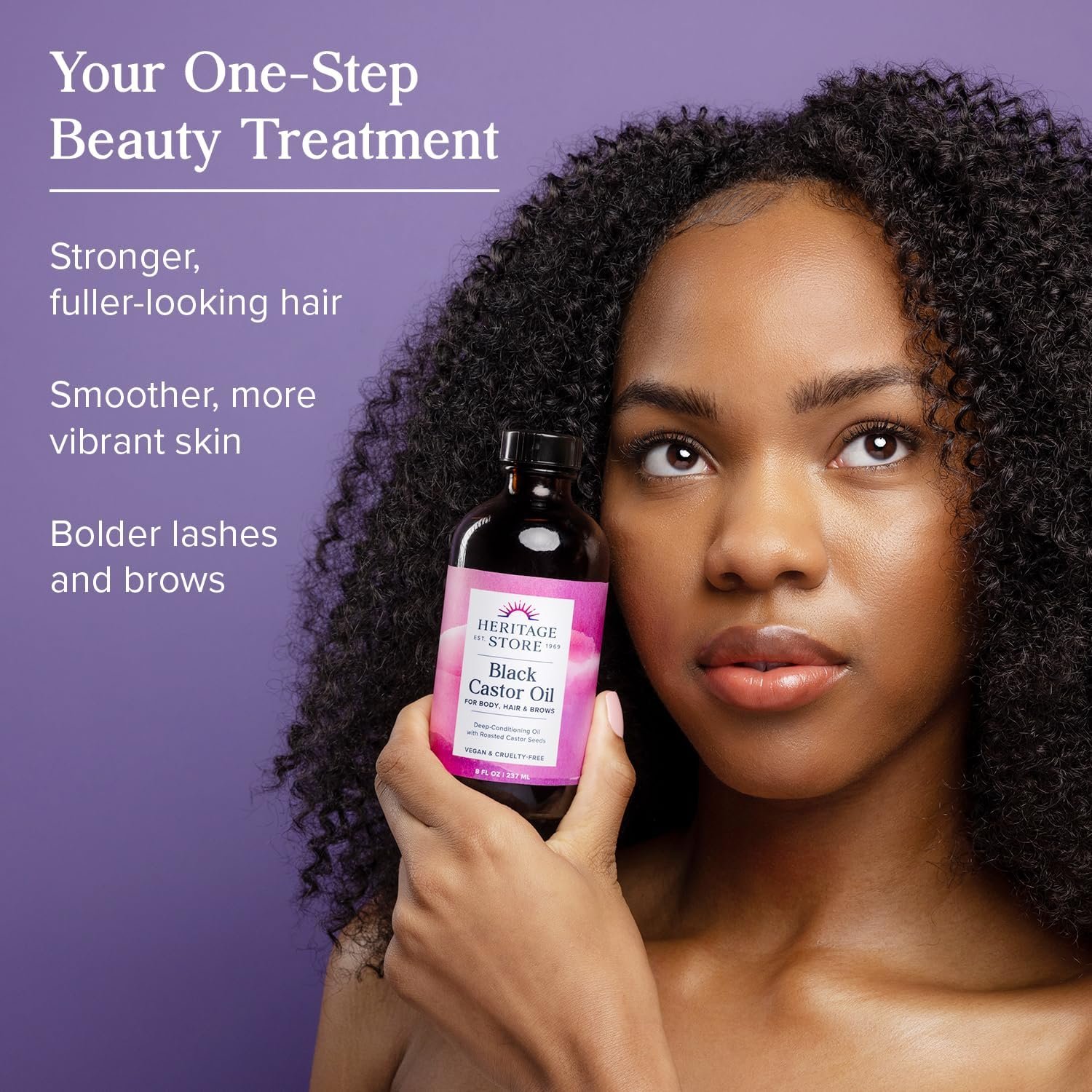 HERITAGE STORE Black Castor Oil Nourishing Hair Treatment - Deep Hydration for Hair Care, Skin Care, Lashes and Brows - Great for Locs and Natural Hair, Traditionally Roasted, Vegan, Hexane Free, 8oz - Image 3