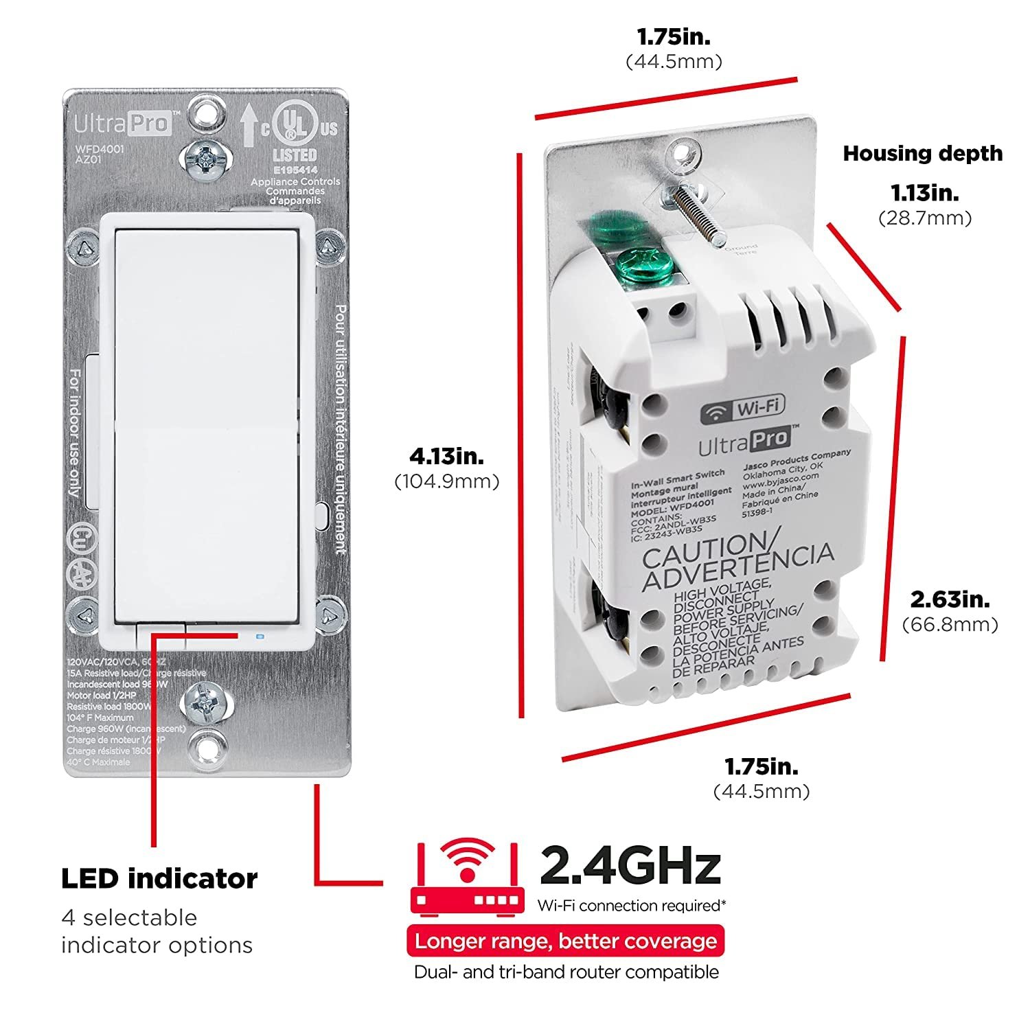 UltraPro Smart Switch, 2.4GHz Wi-Fi Smart Light Switch, QuickFit & SimpleWire, 3 Way Switch, Works with Alexa, Google Assistant, No Hub Needed, UL Certified, Needs Neutral Wire, White, 1 Pack, 51398 - Image 6