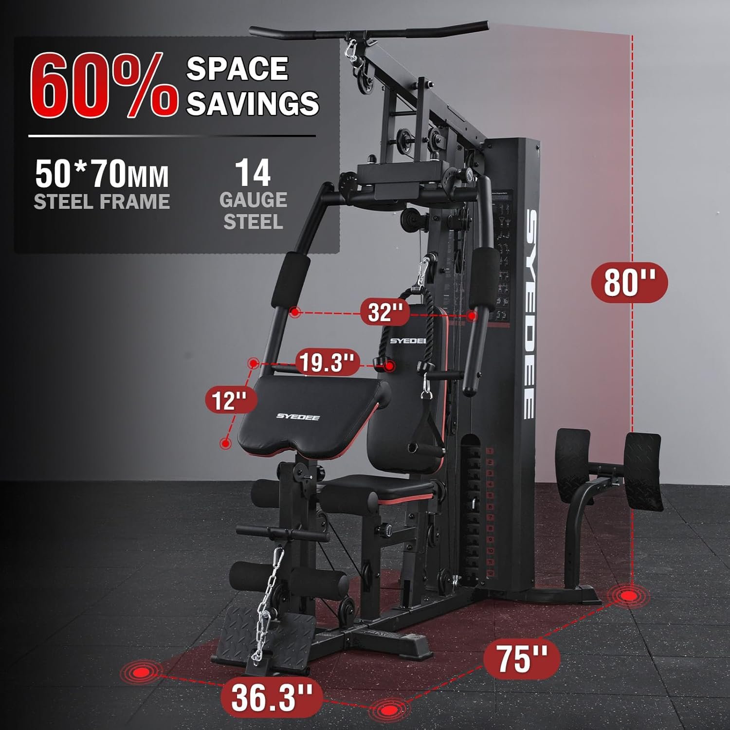 Mikolo Home Gym, Workout Station with 150LBS Weight Stack, Multifunctional Home Gym Equipment, Exercise Equipment for Full Body Strength Training - Image 9